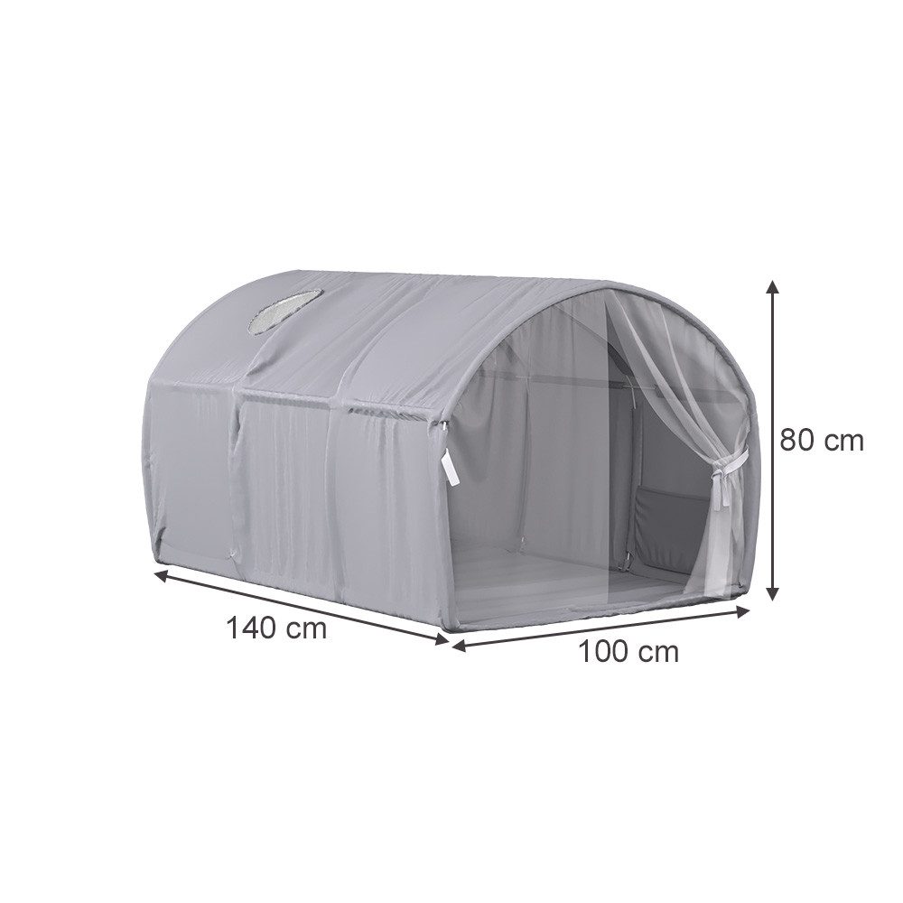 VitaliSpa® Spielzelt Kubby, Grau, 100 x 80 cm mit Fenster und Netz (1-tlg)