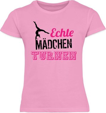 Shirtracer T-Shirt Echte Mädchen turnen fuchsia - schwarz Kinder Sport Kleidung