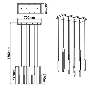 Brilliant Pendelleuchte Cembalo, 3000K, Lampe Cembalo LED Pendelleuchte 14flg braun/Kaffee 14x 4W LED integr