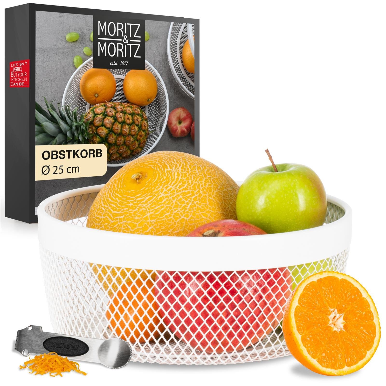 Moritz & Moritz Obstschale Obstkorb Weiß, Metall, (25cm, 2-tlg), Korb für Geschenke, Früchte, Gemüse und Brot