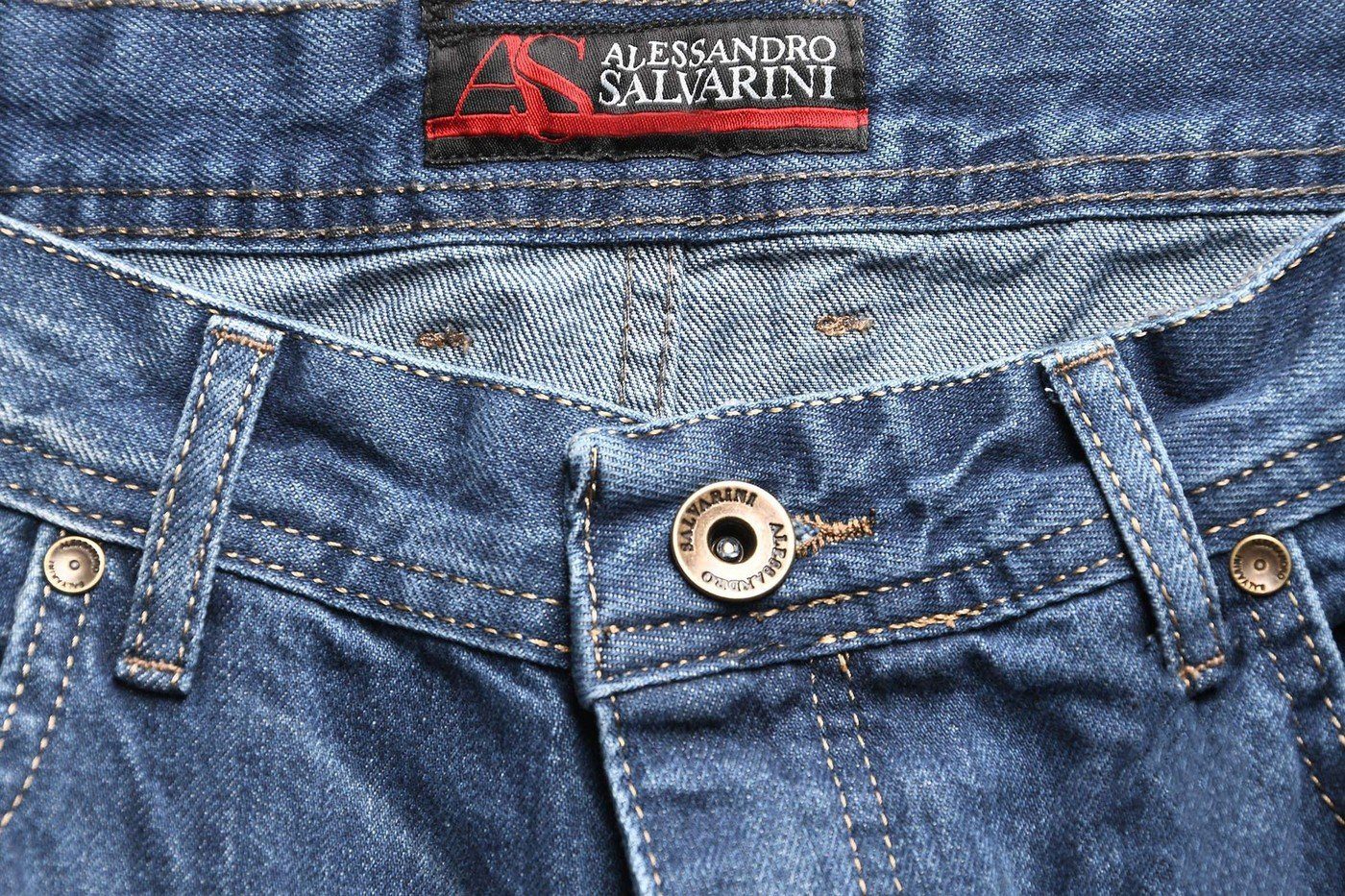 Alessandro Salvarini Straight-Jeans A. Salvarini Beppo Designer Herren Jeans Hose Basic Jeanshose Comfort mit geradem Bein