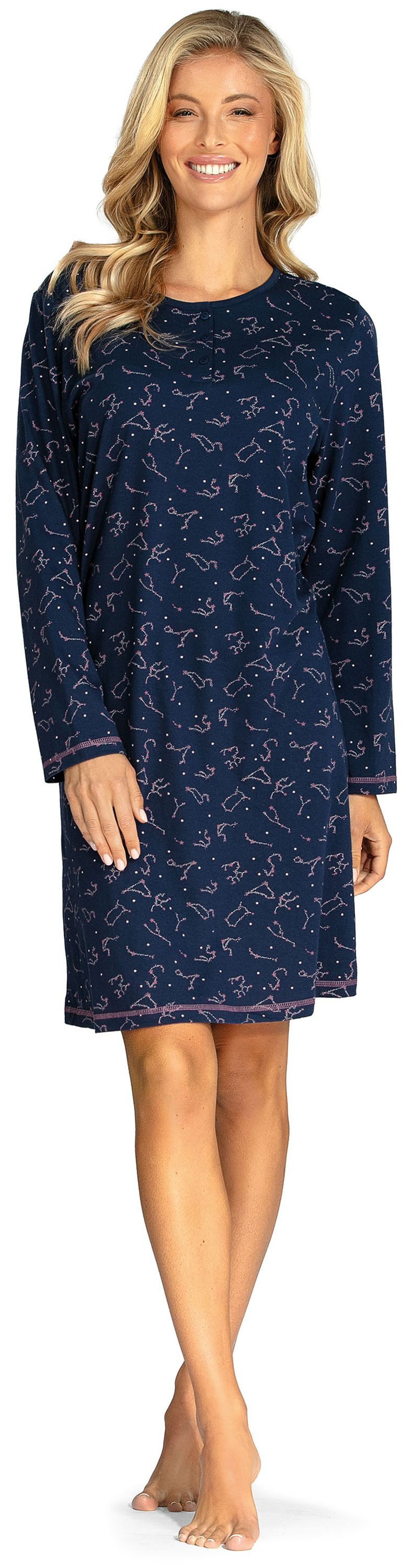 comtessa Nachthemd Mellow Luxe (Set, 1-tlg., 1-teilig) Damen Sleepshirt ca.100cm Schlafshirt Baumwolle geknöpft große Größen