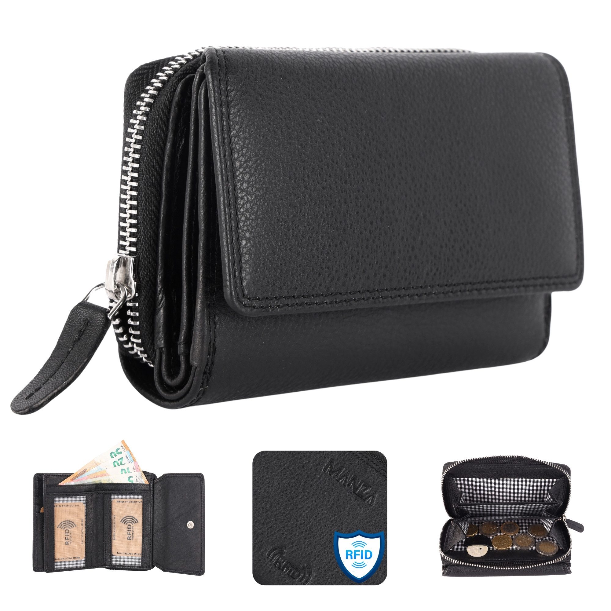 Manza Geldbörse Geldbörse Echt Leder Portemonnaie RFID Portmonee Vintage Da günstig online kaufen