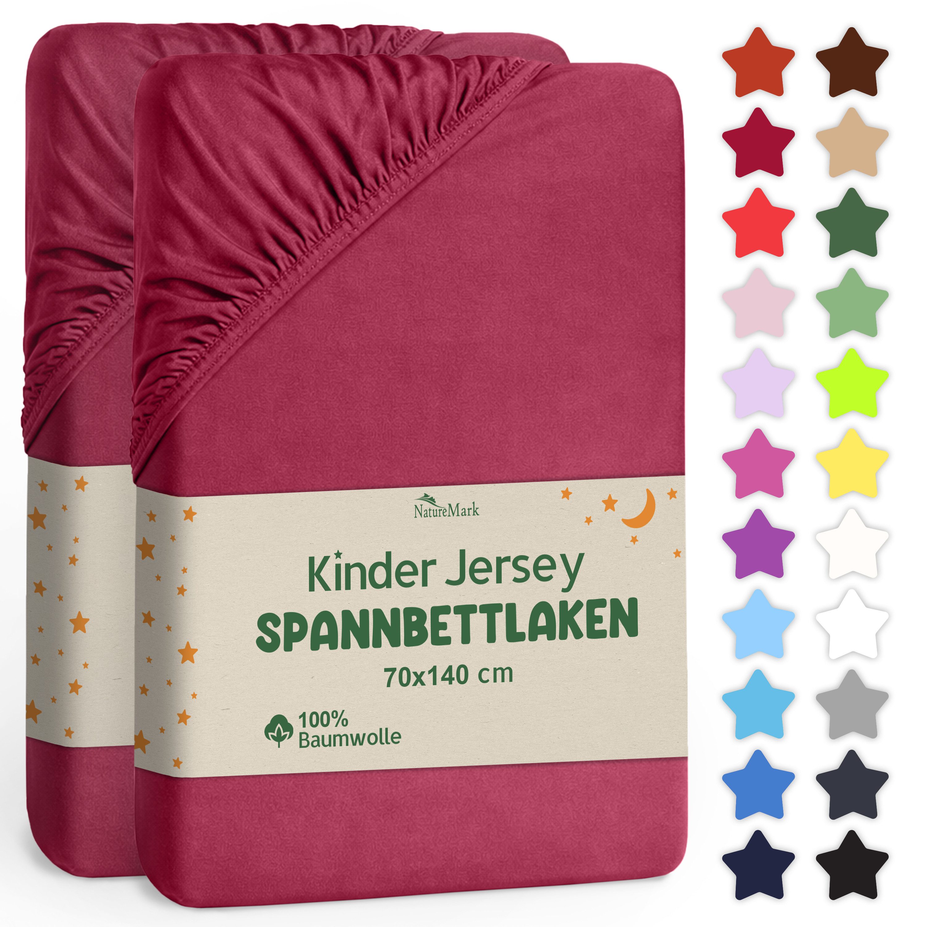 NatureMark Spannbettlaken Jersey Spannbetttuch, 100% Baumwolle, Gummizug: r günstig online kaufen