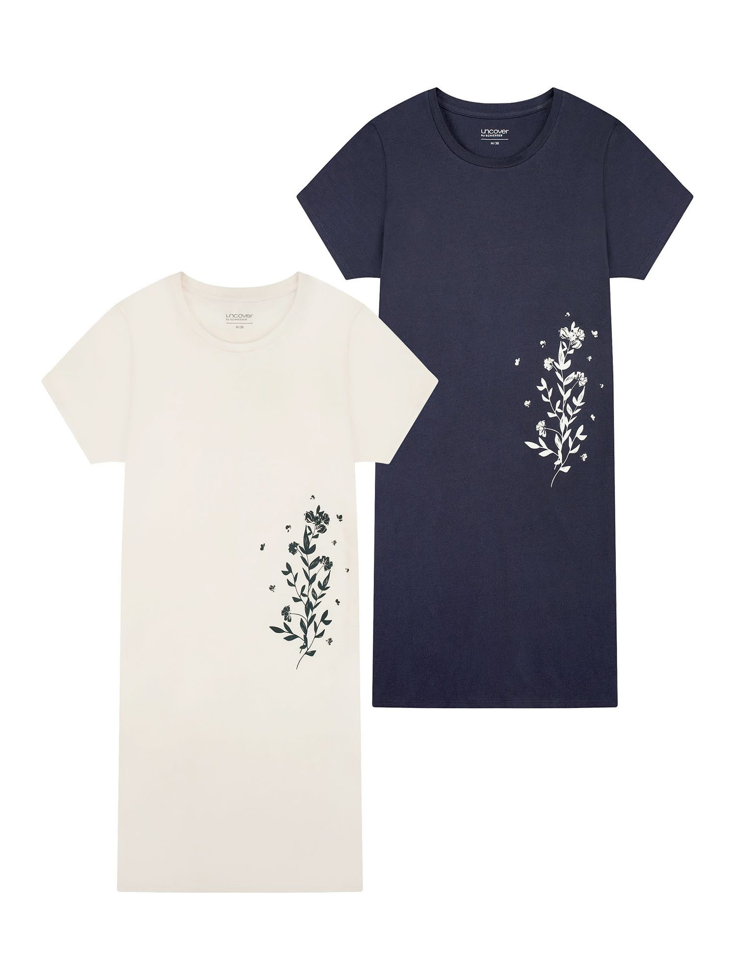uncover by SCHIESSER Nachthemd Nightwear - kurzarm (2-tlg) Schlafkleid, Nachtkleid, Schlafhemd