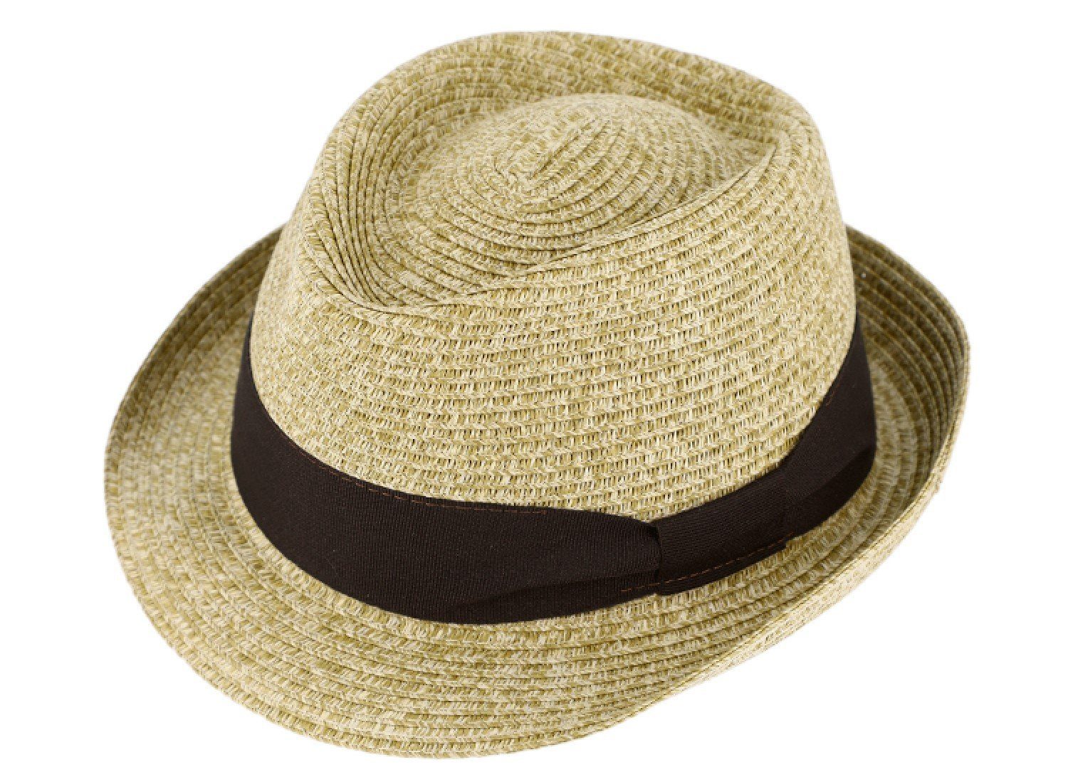 Strohhut meliert Breiter 851-Beige modisch knautschbarer Trilby