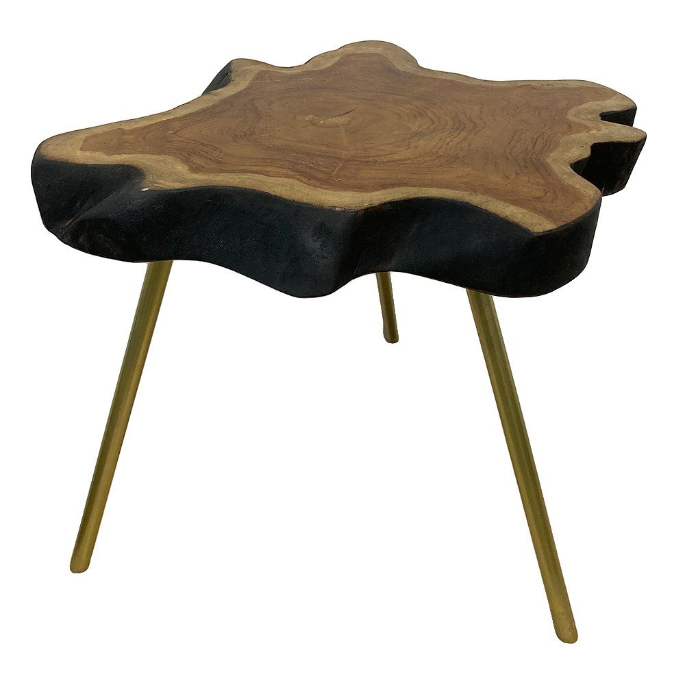 LebensWohnArt Beistelltisch Einzigartiger Teak Beistelltisch ANOMALA-XL ca. D50-55cm Natural