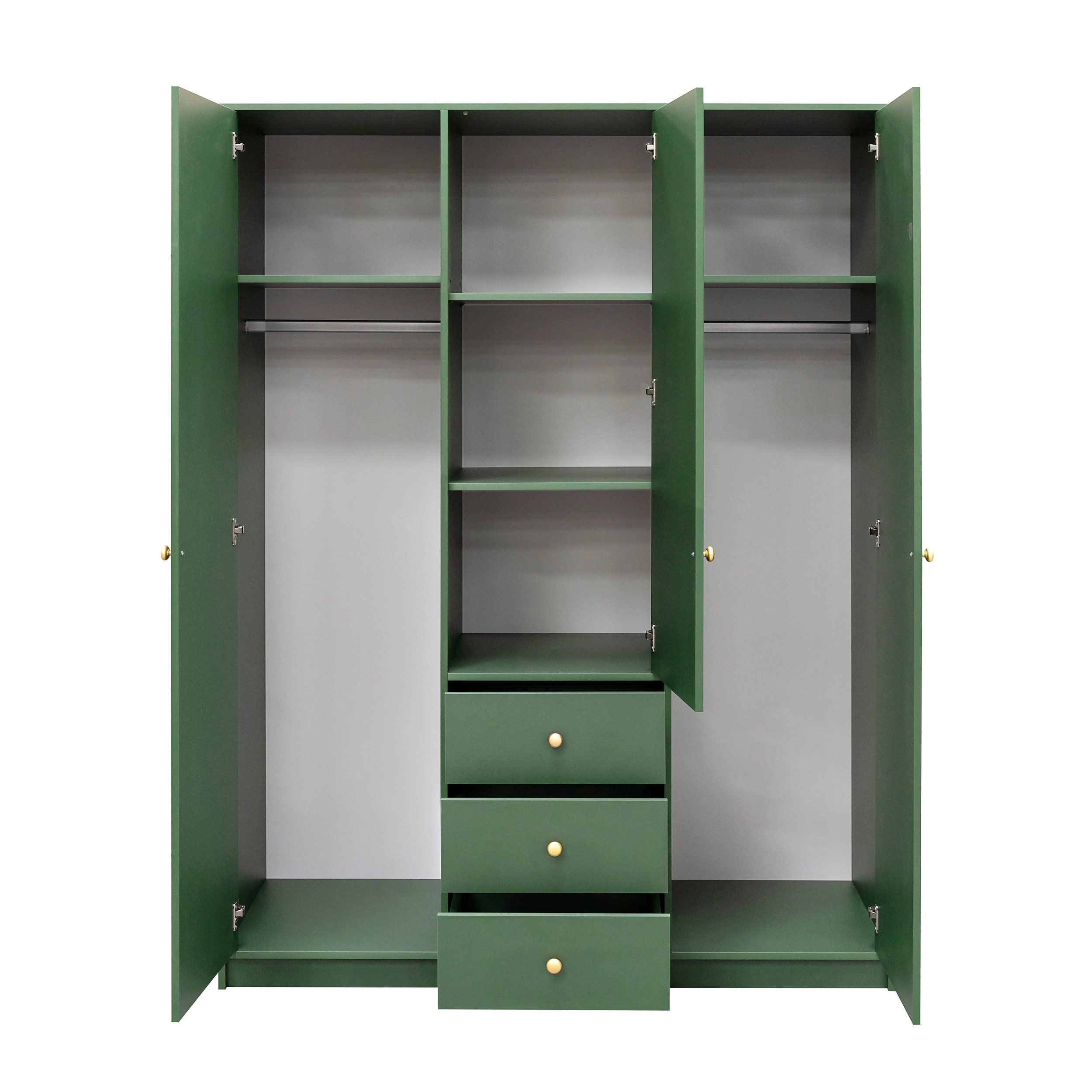 Beautysofa Kleiderschrank mit Spiegel und 3 Schubladen (Zur Auswahl: zweitürig, dreitürig oder viertürig, verschiedene Farben) Höhe 200 cm – Bild 4 von 5