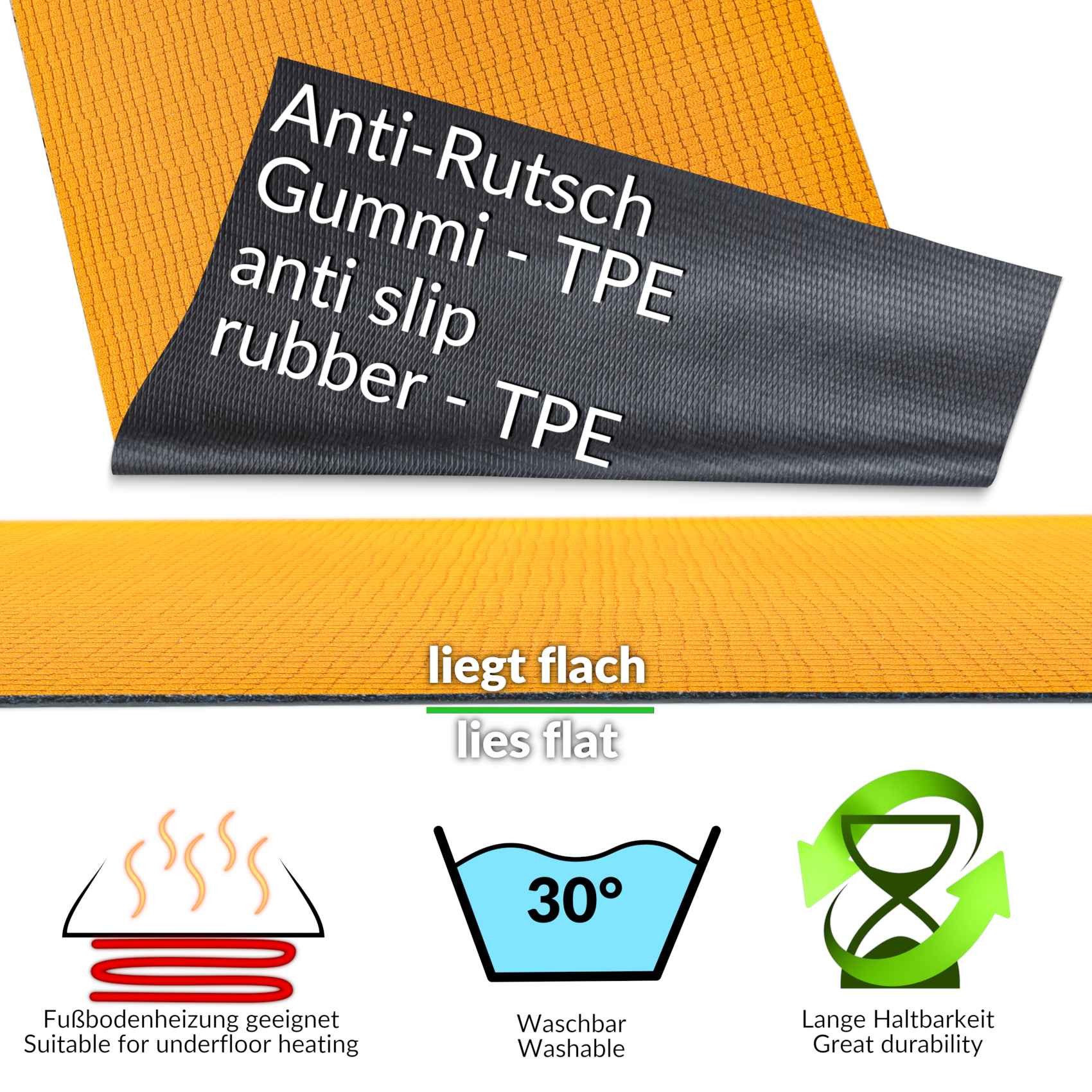 ANRO Küchenläufer Flurläufer WILSON Premium Teppichläufer Textil, Eckig, Höhe: 3 mm, Velour