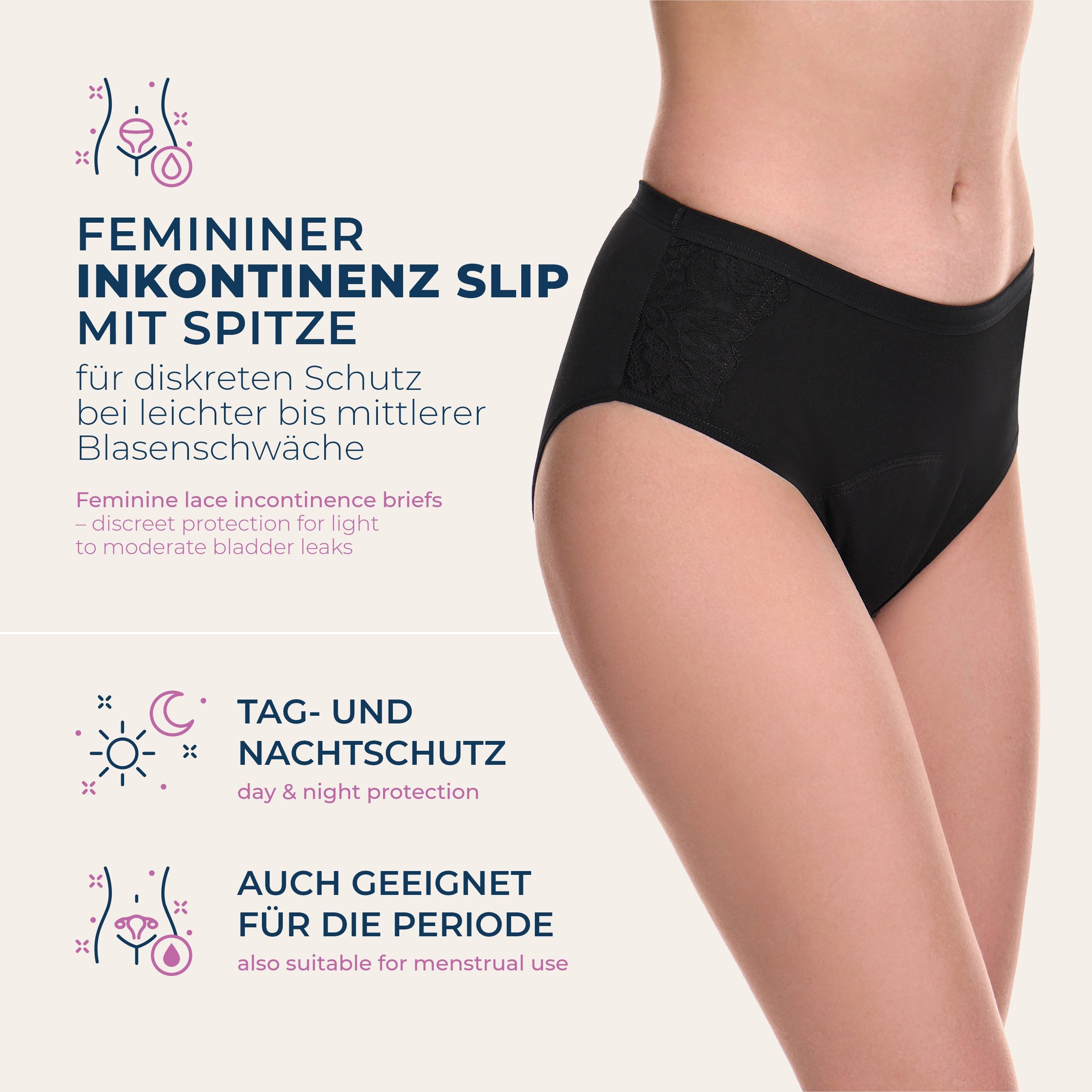 Merry Style Inkontinenzslip mit eleganter Spitze aus Baumwolle integrierter Saugeinlage MSGAB004 (1-St) – Bild 2 von 5