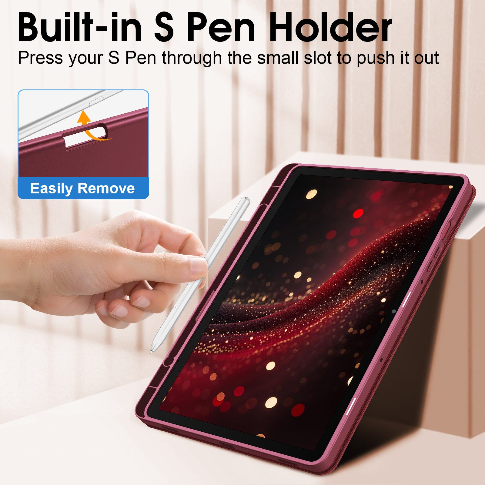 Fintie Tablet-Hülle für Samsung Galaxy Tab S10 Lite/S10 FE 10.9" 2025/S9 FE 10.9"/S9 11", mit S Pen Halter, Slim TPU Folio Tablet Schutzhülle mit Standfunktion – Bild 4 von 5