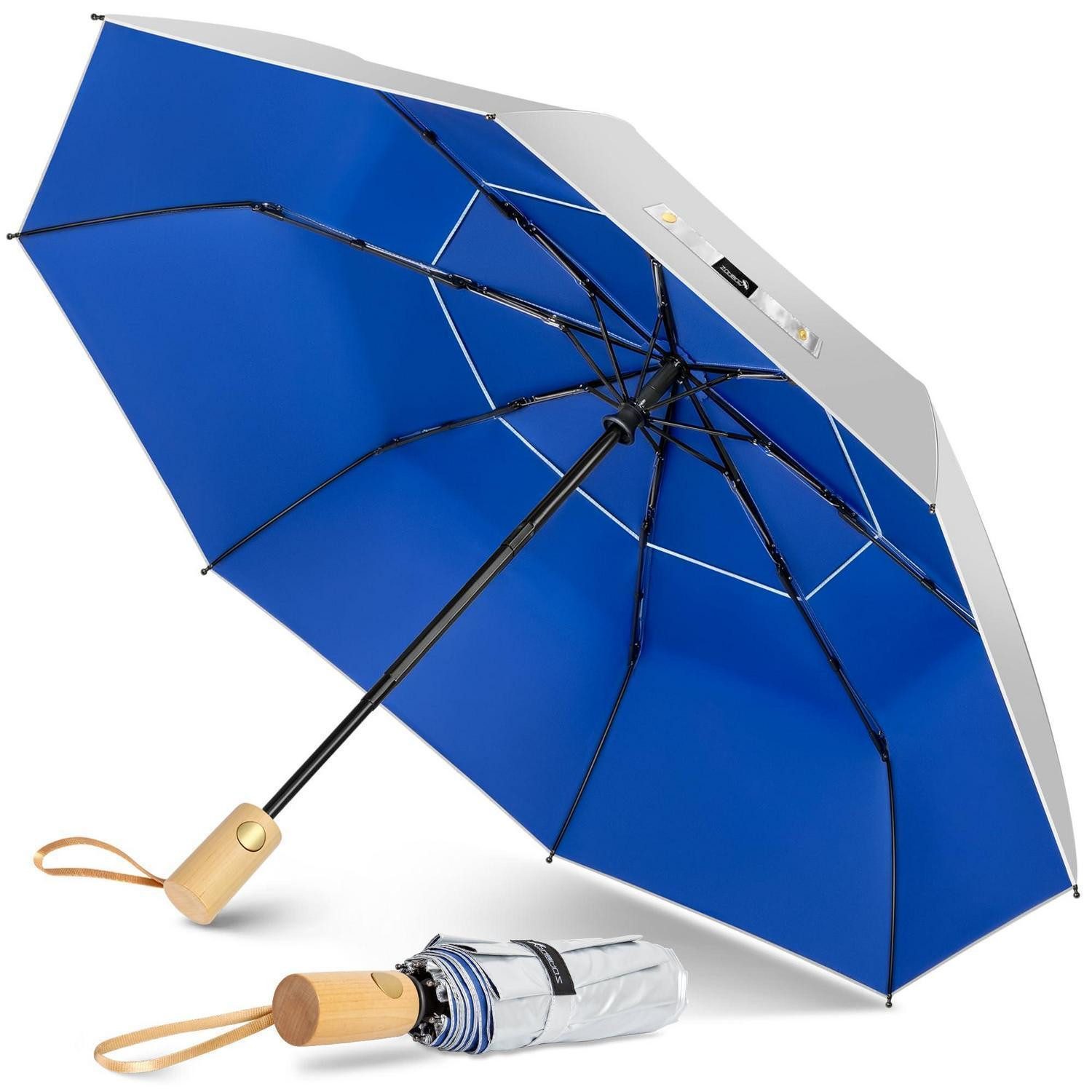 LuxusKollektion Taschenregenschirm Kompakt Regenschirm UV Schutz Herren Damen