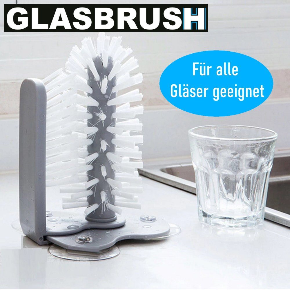 Gläserspülbürste, (mit Glasreinigungsbürste Spülbecken), MAVURA Saugnapf Gläser für Gläserbürste Glasspülbürste Reinigungsbürste Schankbürste Reinigungsbürste GLASBRUSH Glasbürste
