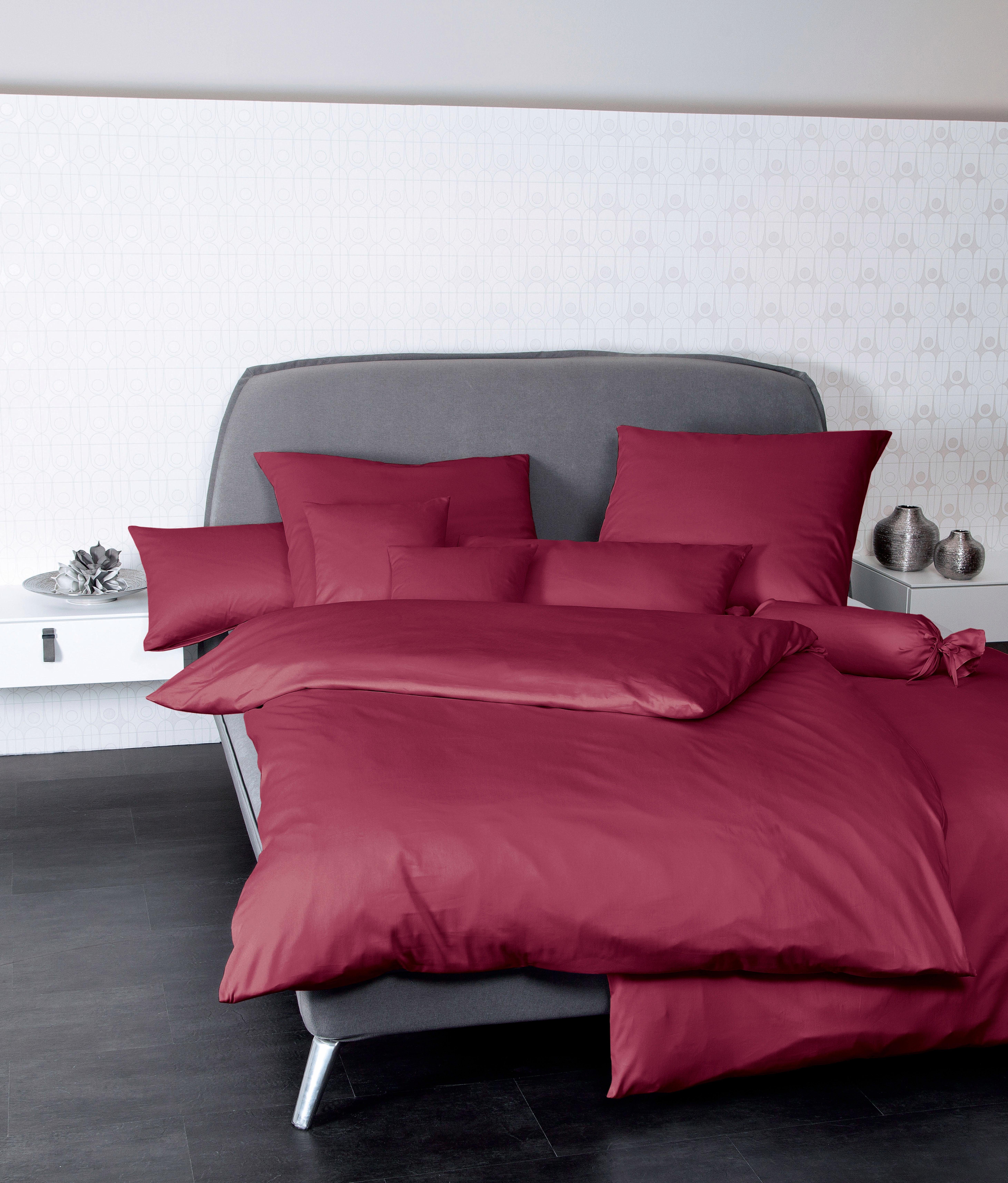 Janine Bettwäsche Colors Mako-Satin 100% Baumwolle, Mako-Satin, 2 teilig, feinfädige uni Bettwäsche für alle Jahreszeiten, Markenreißverschluss