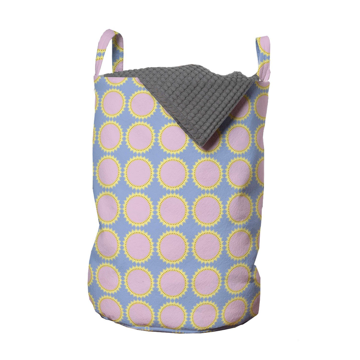 Abakuhaus Wäschesäckchen Wäschekorb mit Griffen Kordelzugverschluss für Waschsalons, geometrisch Sun Wie Form-Muster
