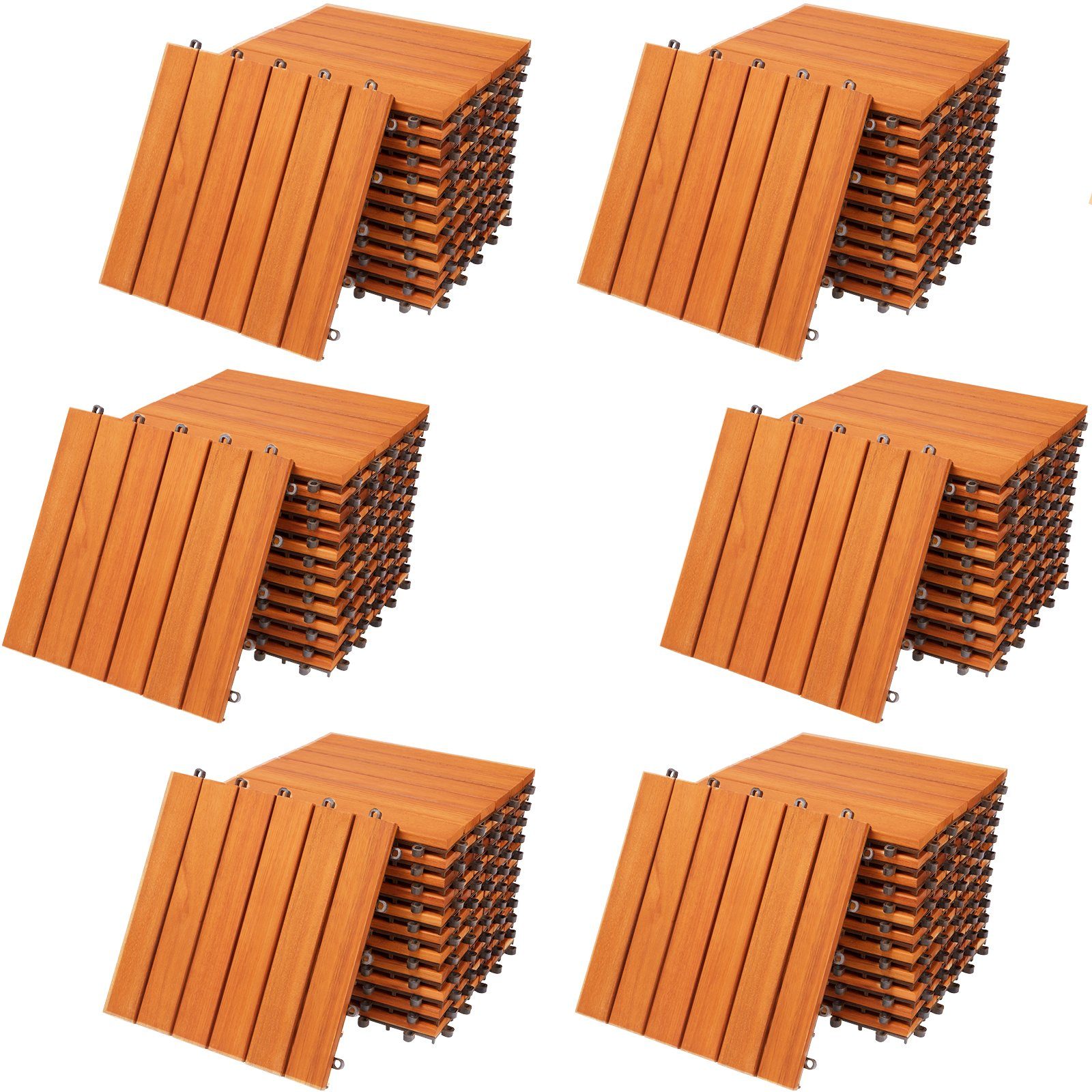 Casaria Holzfliesen 66x Eukalyptus, Terrassenfliesen 1-6m² günstig online kaufen