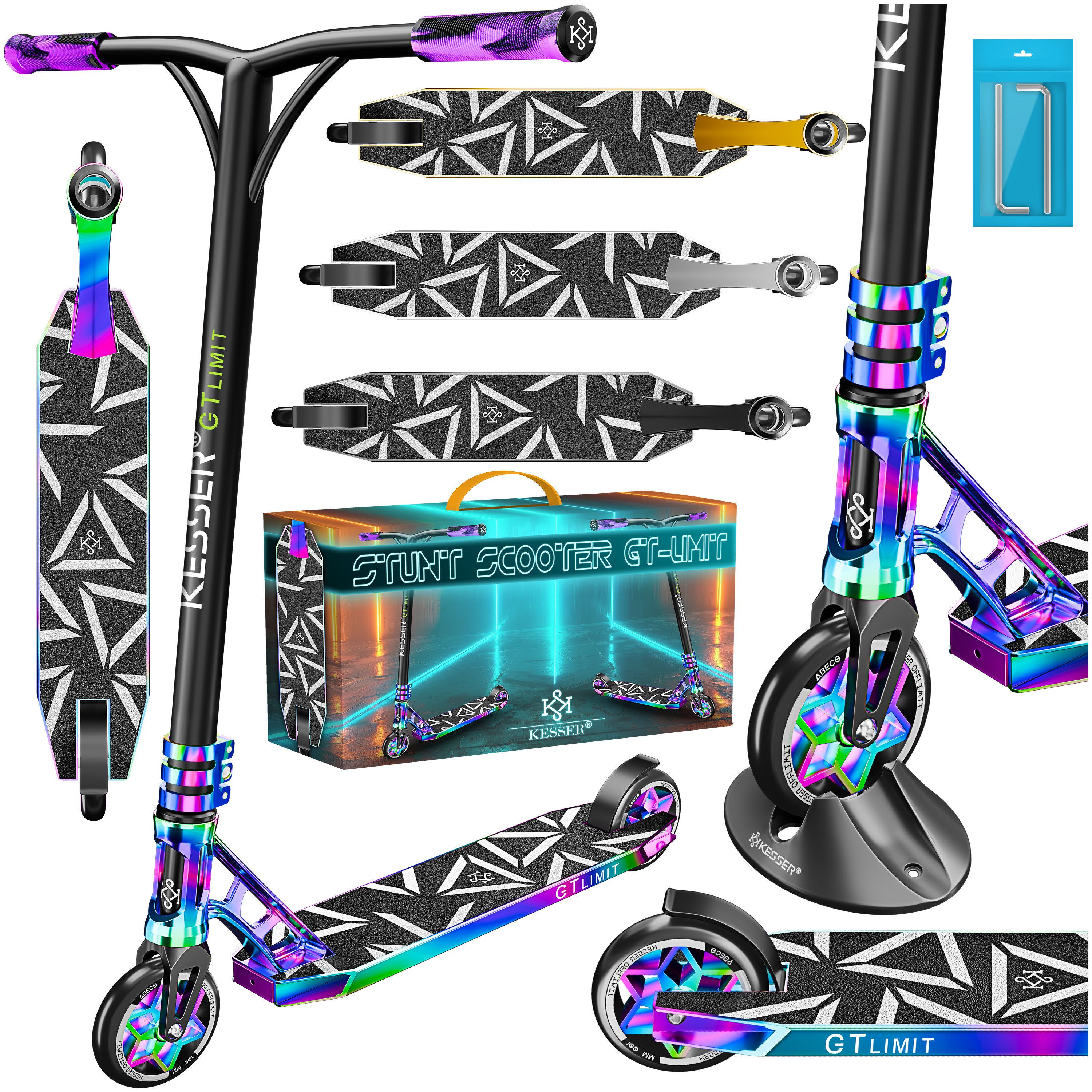 KESSER Scooter, Stuntscooter GT-Limit 360° Lenkung Funscooter Kickscooter Tretroller