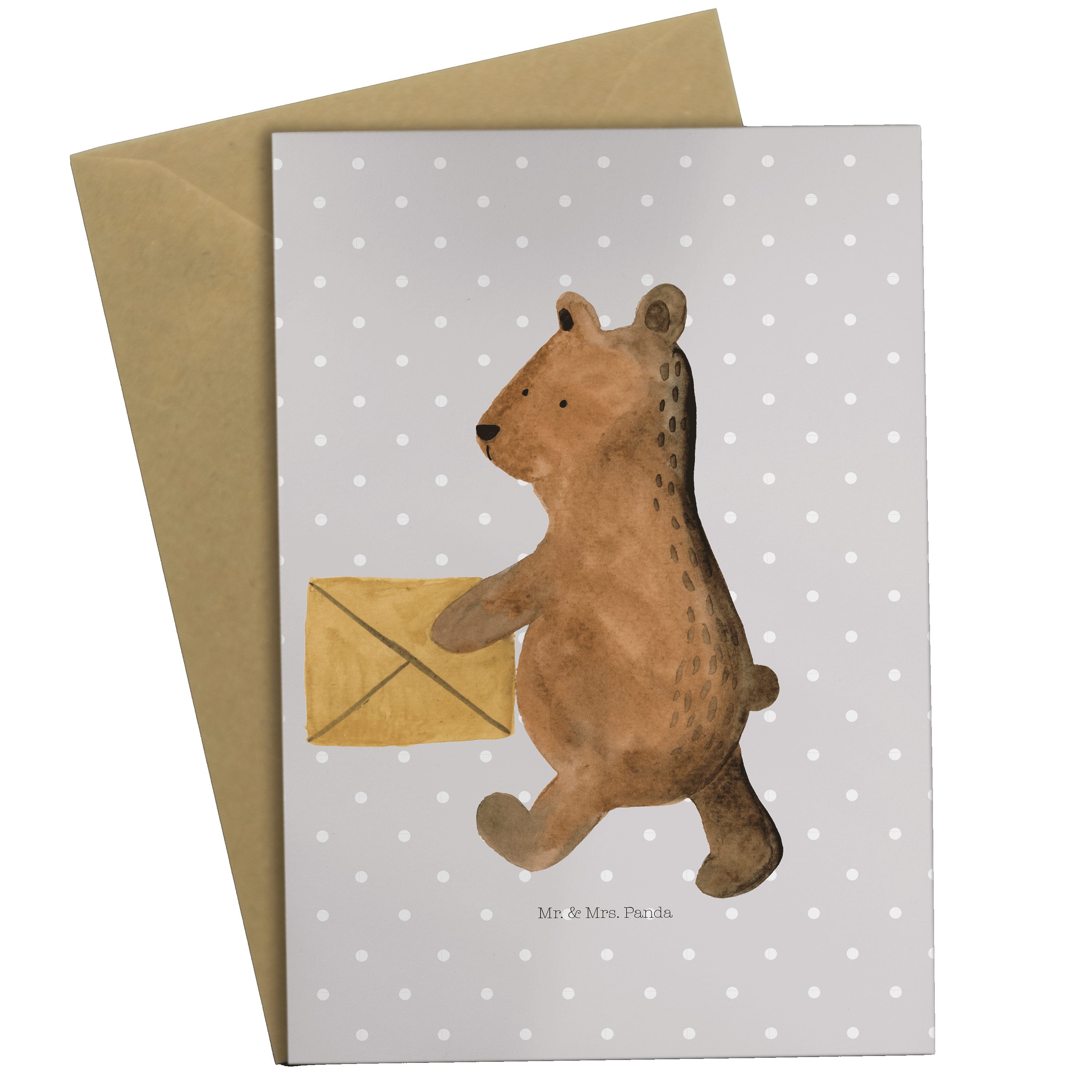 Mr. Grußkarte Ge Bär Mrs. Teddybär, - & Glückwunschkarte, Geschenk, Pastell Zuhause Panda - Grau