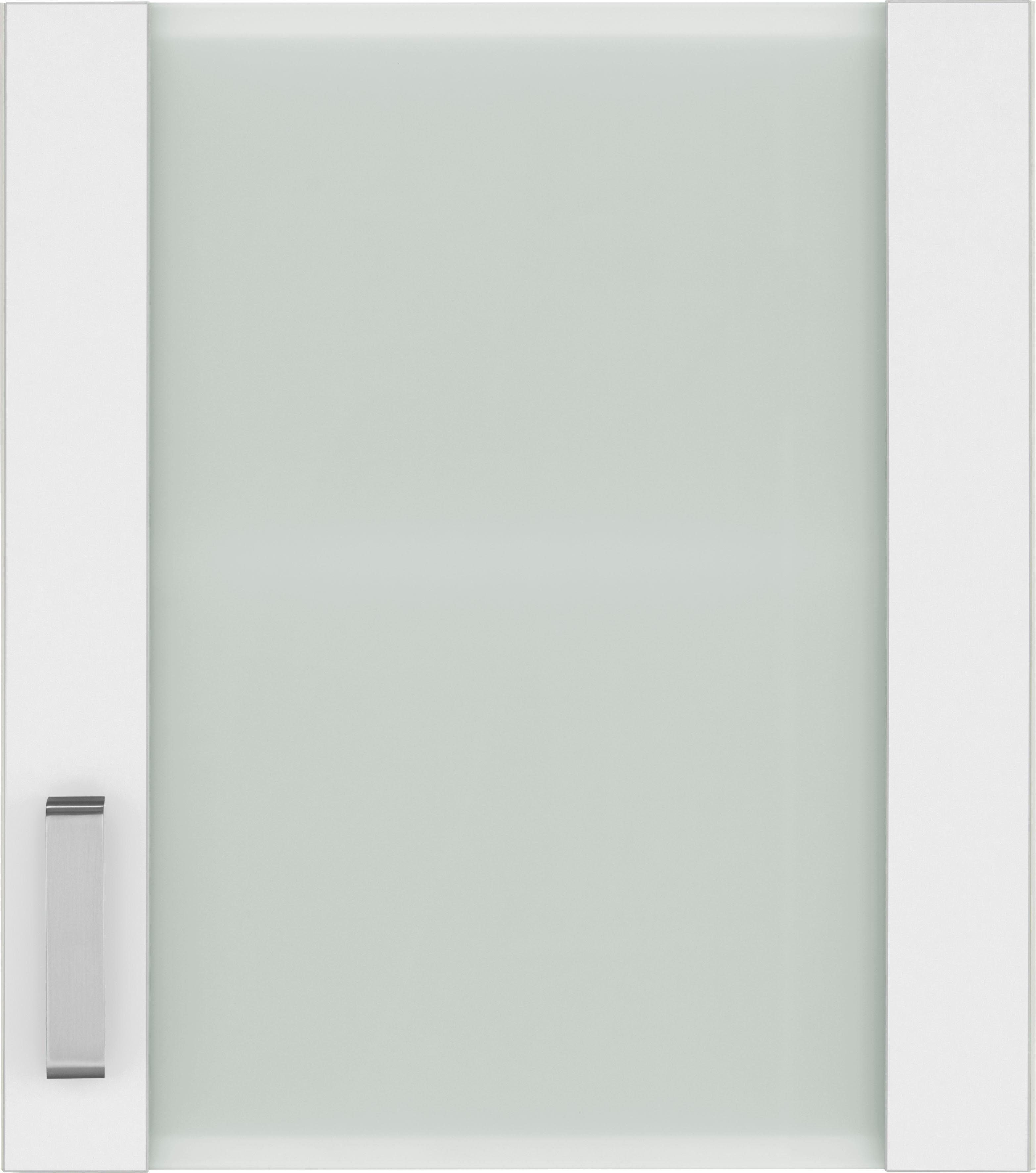 wiho Küchen Glashängeschrank Husum Front mit Glaseinsatz weiß/weiß