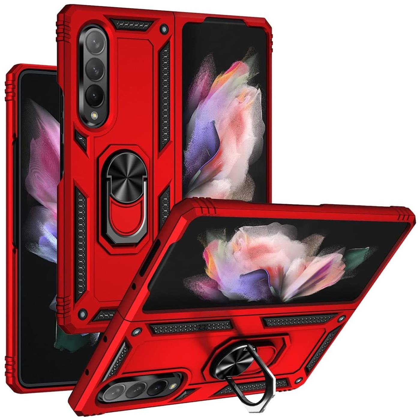 CoolGadget Handyhülle Armor Shield Case für Samsung Galaxy Z Fold 4 7,6 Zoll, Outdoor Cover Magnet Ringhalterung Handy Hülle für Galaxy Z Fold 4 5G