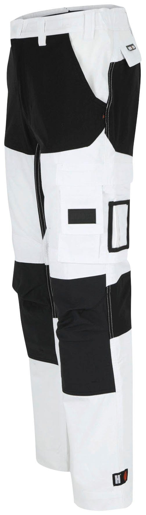 Hector Herock Arbeitshose Multi-Pocket, 4-Wege-Stretch, verdeckter Hoses verstärkte weiß Knietaschen Knopf,