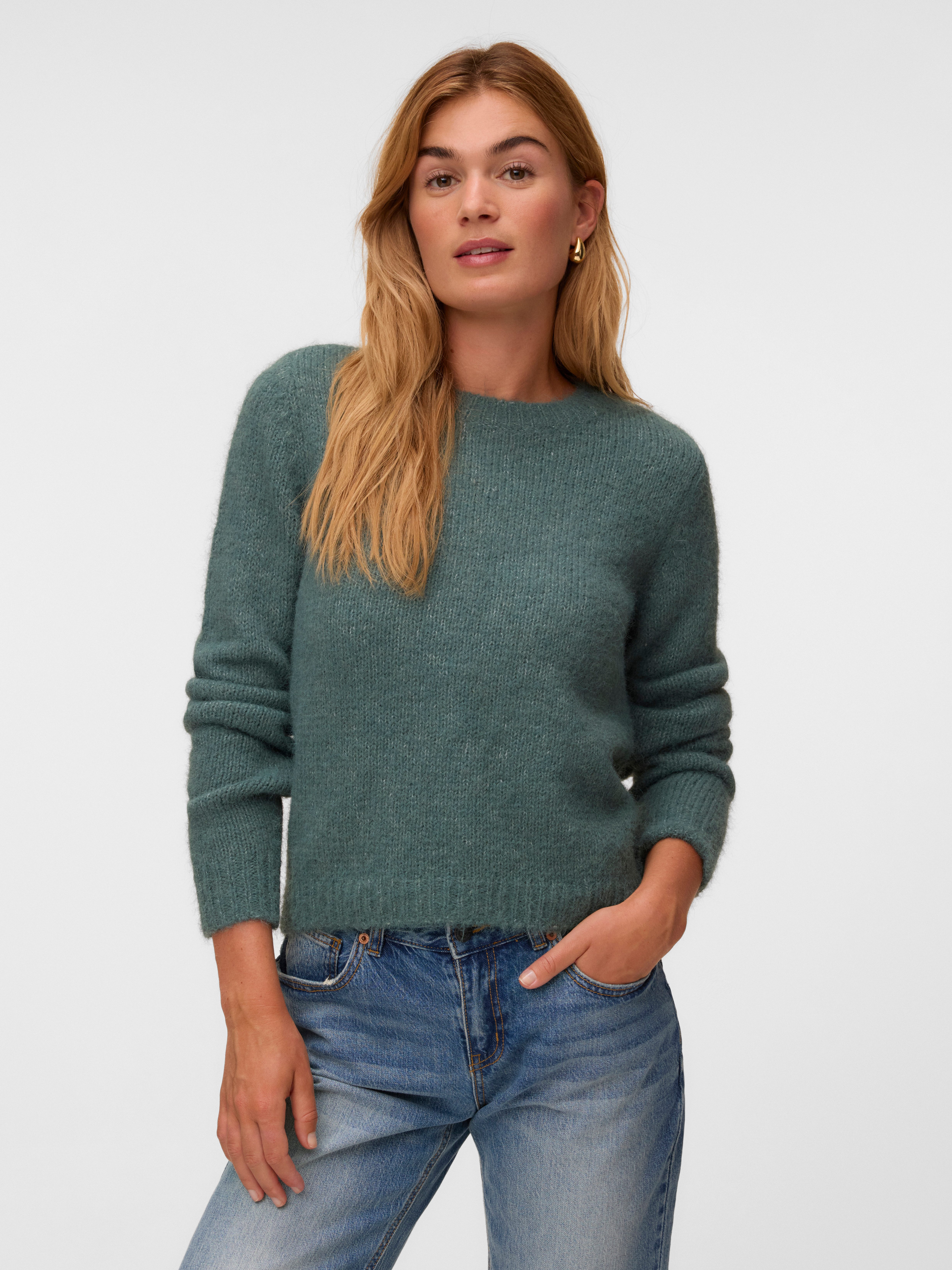 Vero Moda Strickpullover VMNOVAH LS O-NECK PULLOVER GA NOOS Materialmix, regular fit