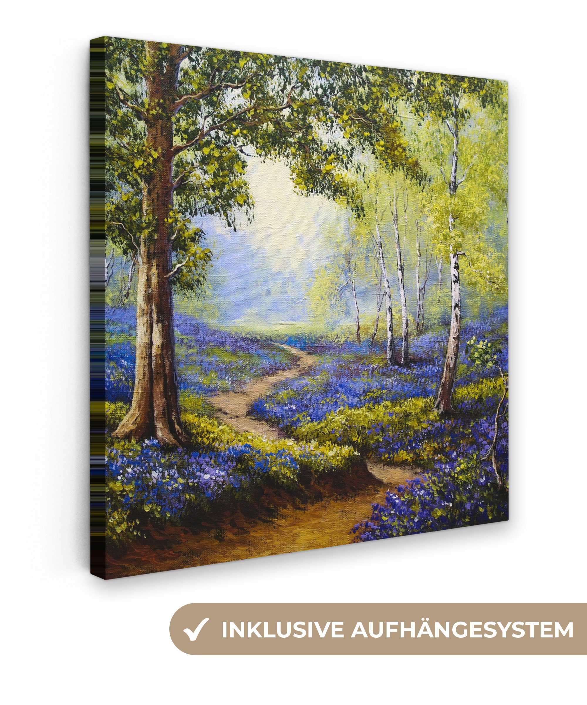 OneMillionCanvasses® Leinwandbild Kunstdrucke - Natur - Wald - Blumen - Ölf günstig online kaufen