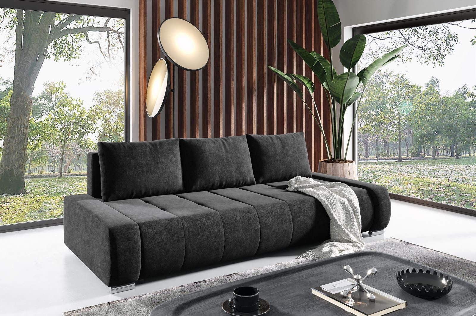 Mars Möbel Schlafsofa »Velours Sofa 3 Sitzer DRACO, Polstercouch mit  Stauraum, modernes Schlafsofa für Wohnzimmer« online kaufen | OTTO