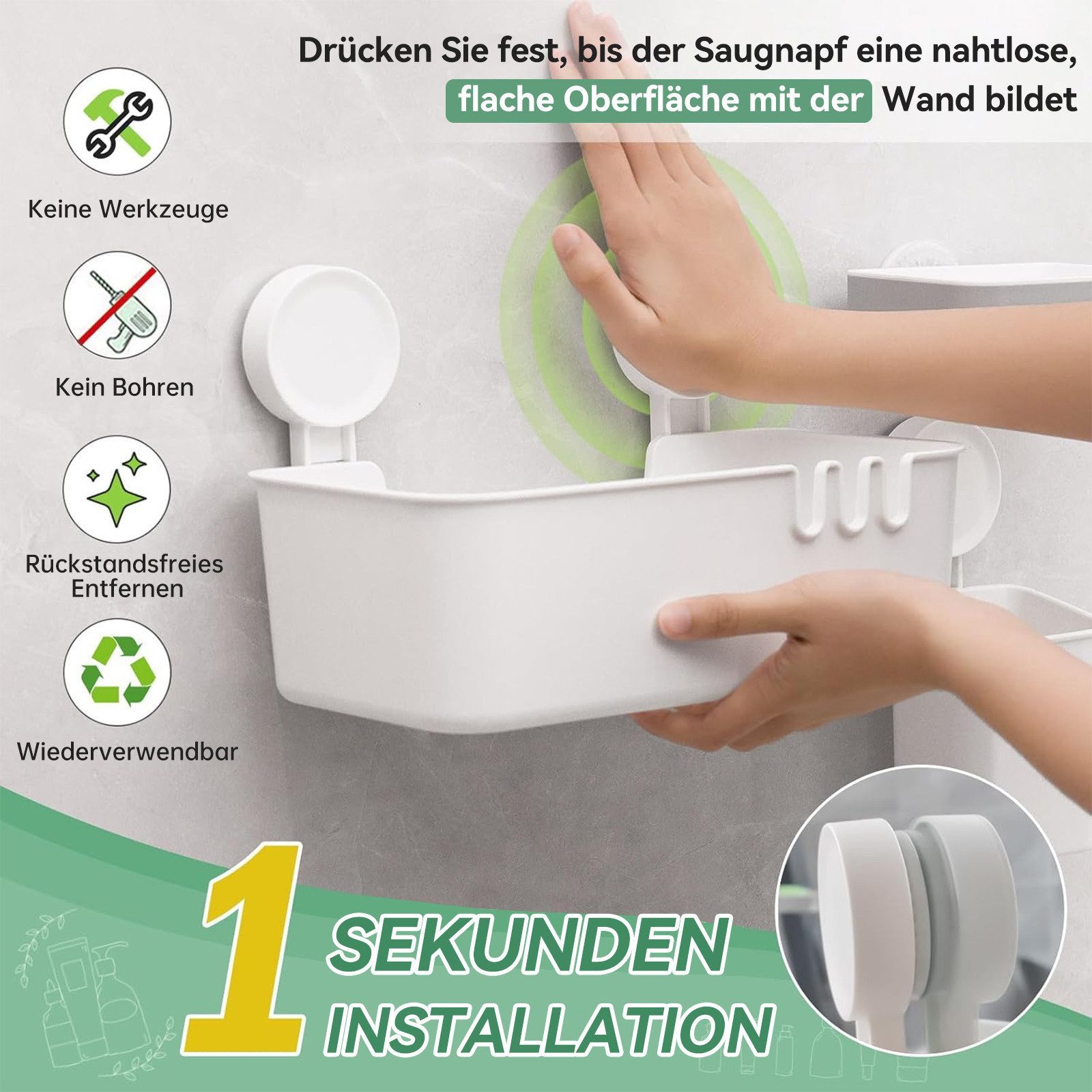 Elegear Duschablage Duschregal Ohne Bohren, Badregal & Küchenregal, Kunstst günstig online kaufen