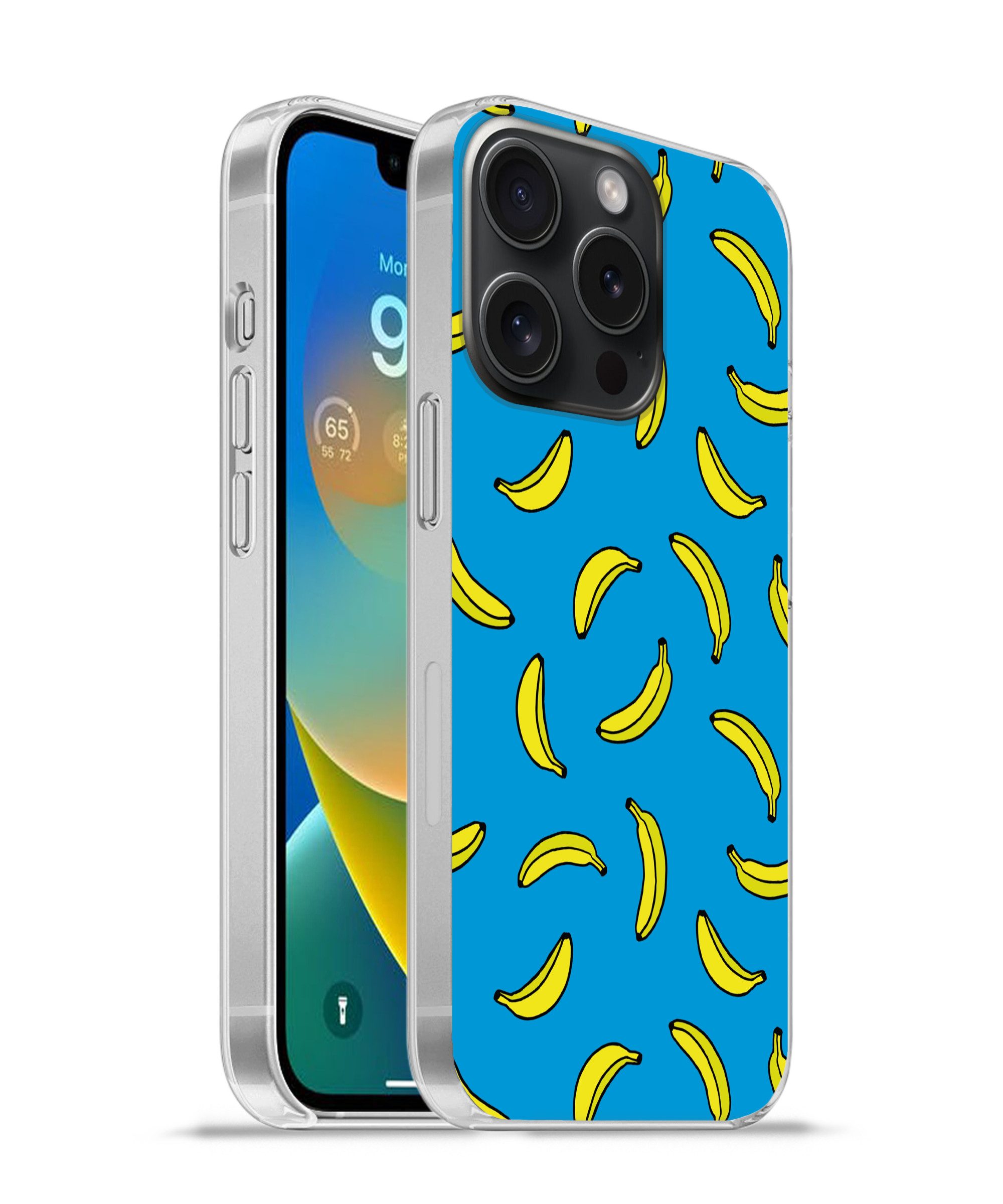 MuchoWow Handyhülle für Apple iPhone 15 Pro Bananen - Gelb - Blau - Druck, Smartphone-Bumper, Print, Handy Schutzhülle Dünn