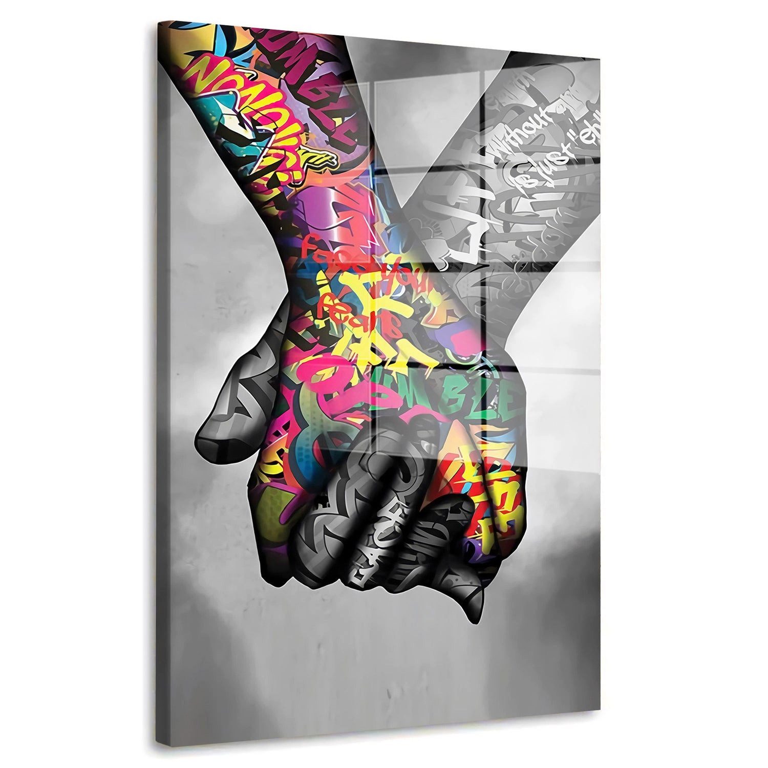 Acrylglasbild Pop Art In Love Hände Acrylglas Wandbild Bild Wanddeko Wohnzimmer XL