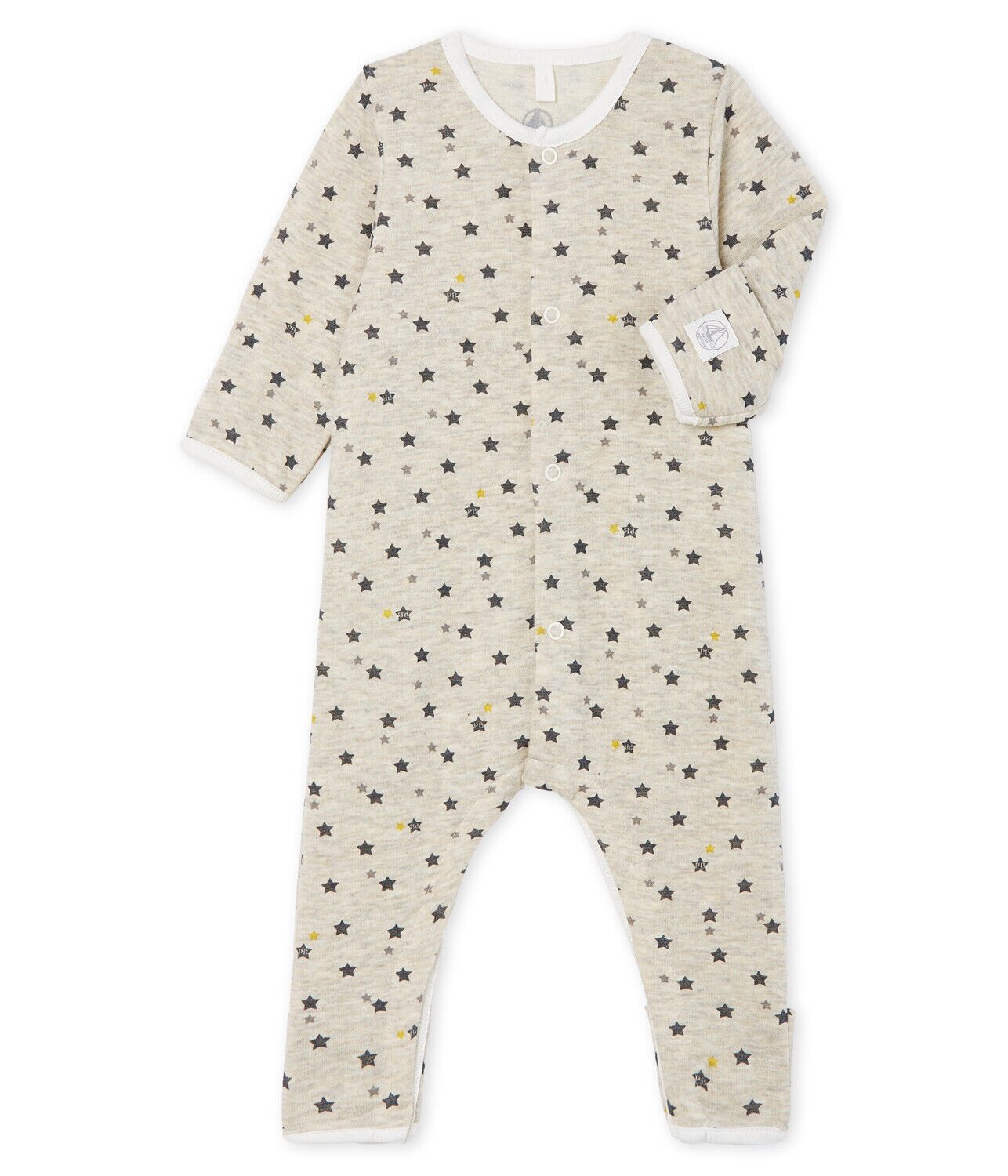 Petit Bateau Strampler PETIT BATEAU Strampler Overall Bodysuit allover Sterne grau blau