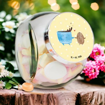 Mr. & Mrs. Panda Vorratsglas L 870ml Kaffee Bohne - Gelb Pastell - Geschenk, Aufbewahungsglas, Küc, Premium Glas, (1-tlg), Designvielfalt