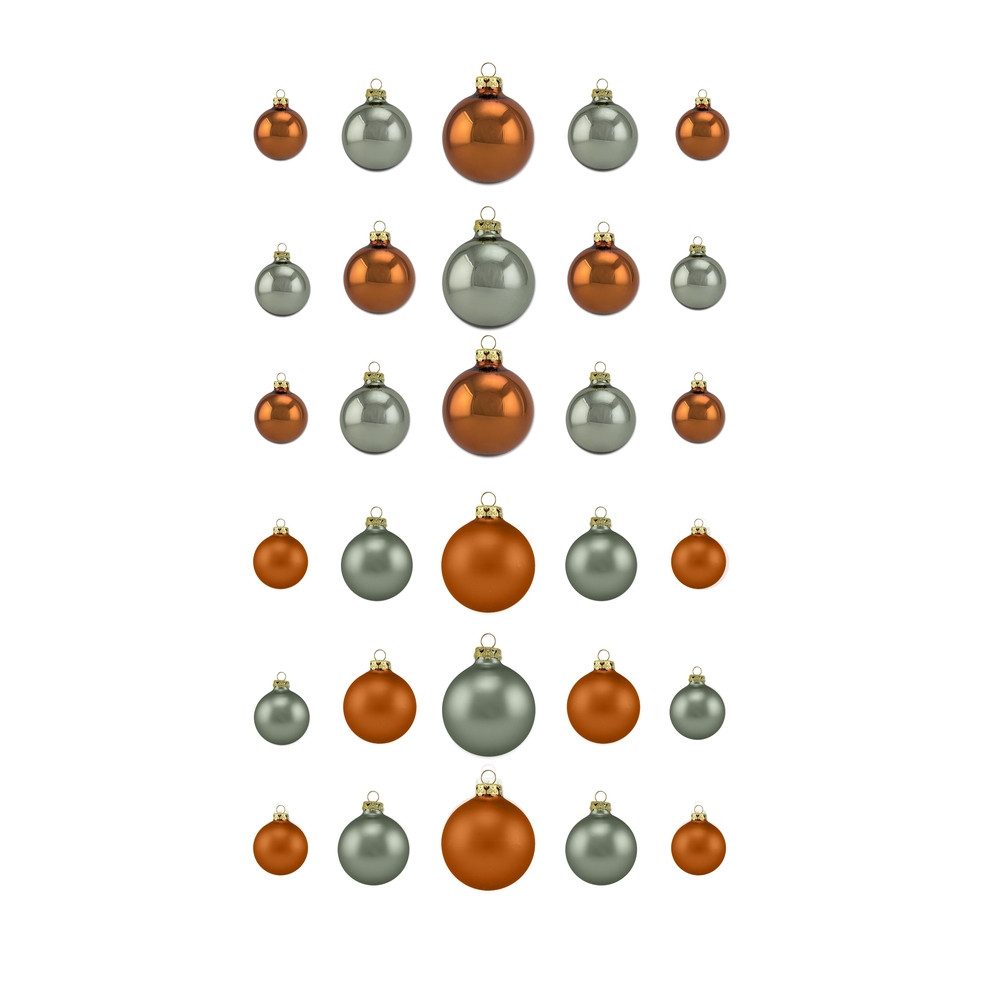 Thüringer Glasdesign Christbaumschmuck Glaskugel Set Adventure glanz/matt verschiedene Größen 30 Teile