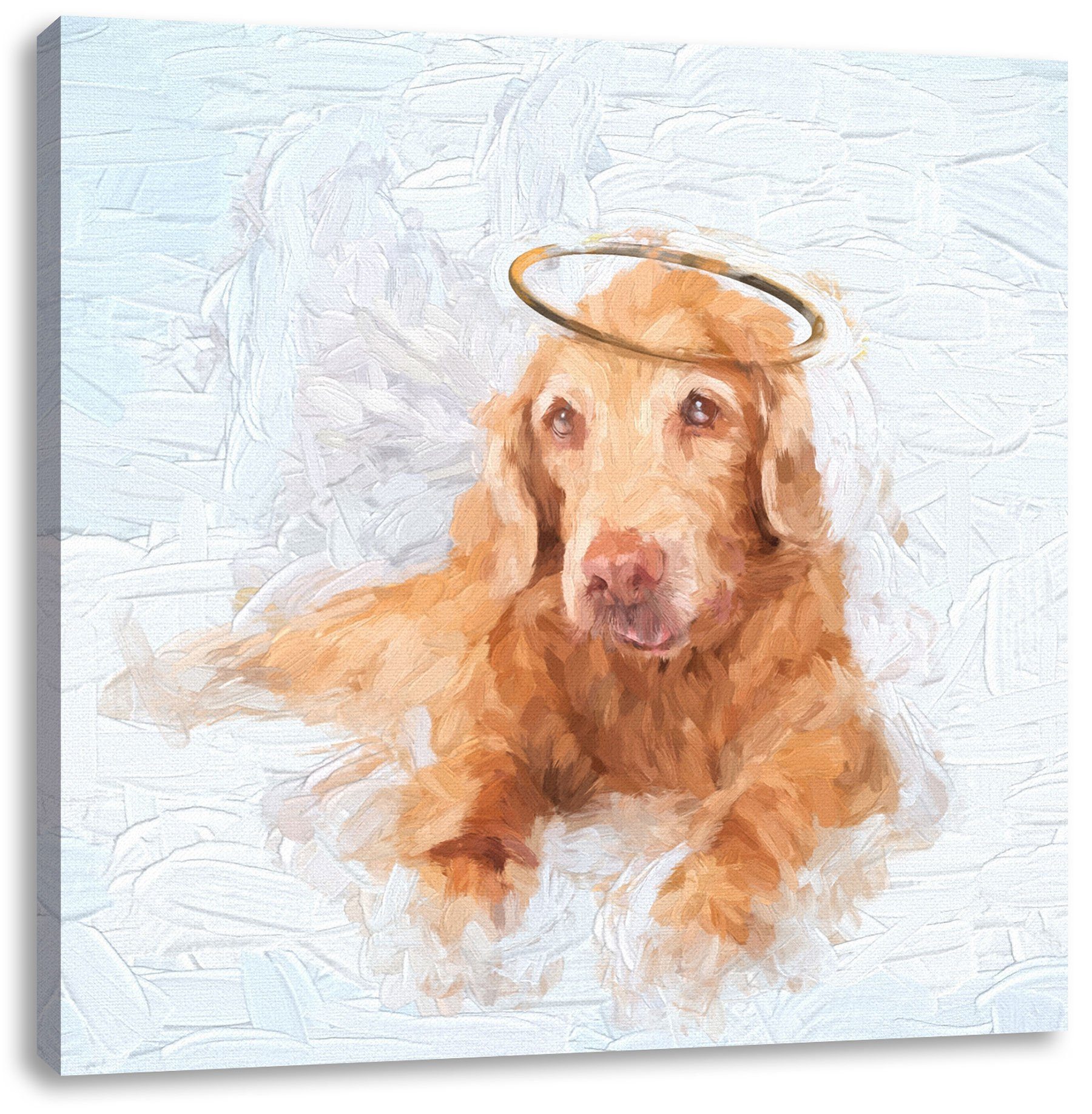 Pixxprint Leinwandbild Hundeengel im im fertig bespannt, Hundeengel inkl. Himmel, Leinwandbild (1 St), Himmel Zackenaufhänger