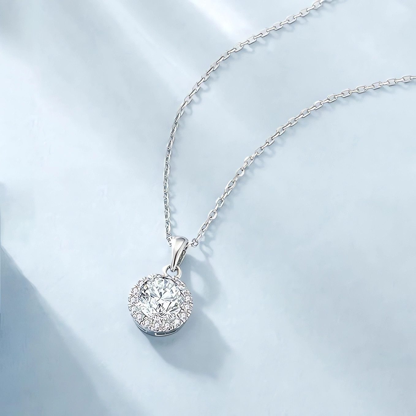 Jumpeak Kette mit Anhänger 1 ct E VS2 3EX rund Diamant, 585 goldene Halsket günstig online kaufen