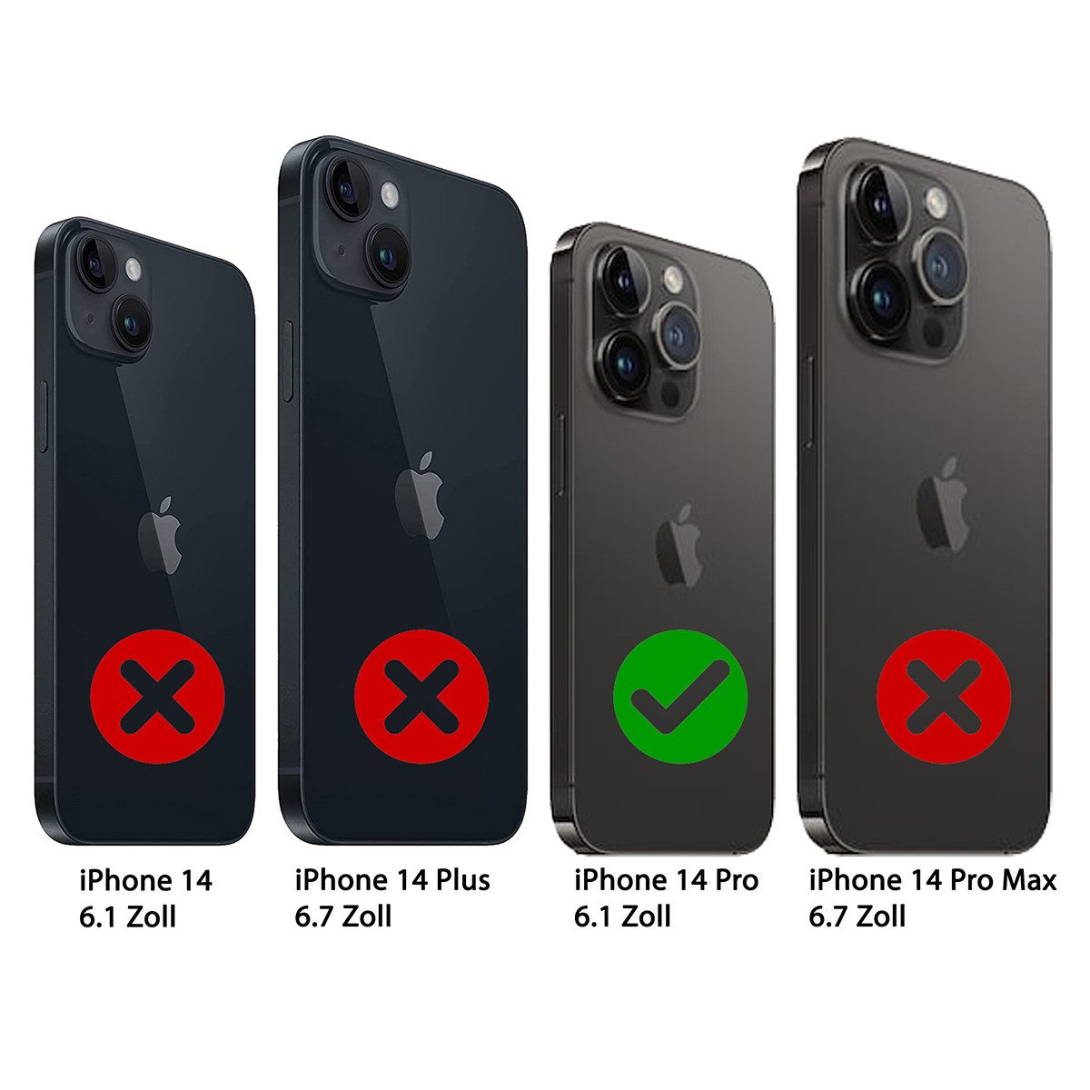 Burkley Handytasche iPhone 14 Pro Handytasche mit modularem Back Case (1-tlg., Book Case Lederhülle mit Kartenfach und Magnetverschluss), herausnehmbare Innenhülle, Kartenfächer mit Kick-Stand