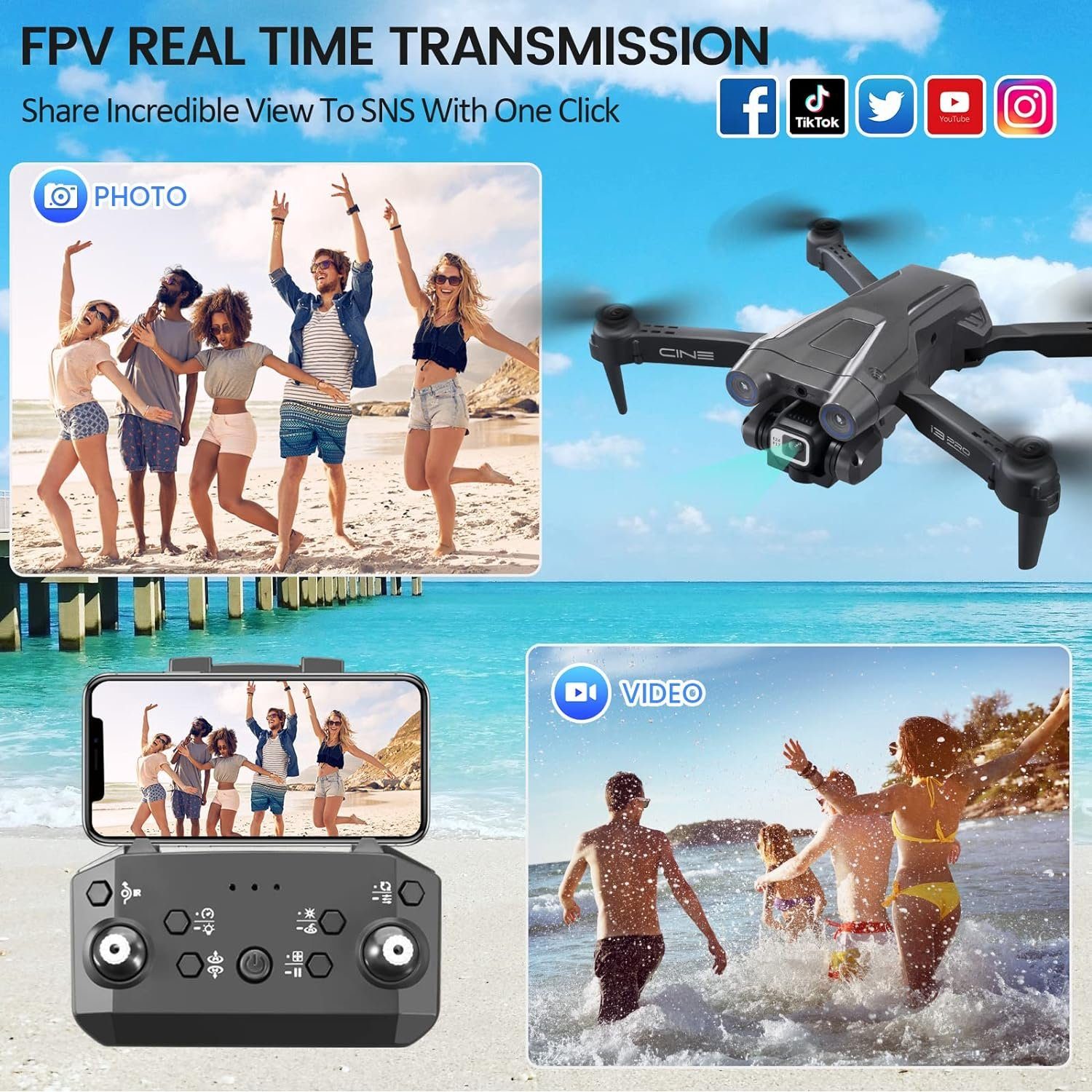 Höhenhaltung (1280 720, x Kamera Quadcopter Mingfuxin Headless-Modus) Drohne FPV Live-Video WIFI RC