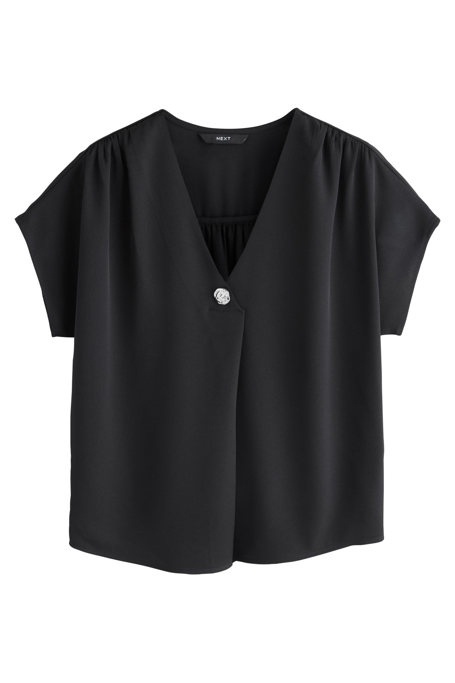 Next Kurzarmbluse Kurzärmelige Bluse mit V-Ausschnitt (1-tlg)