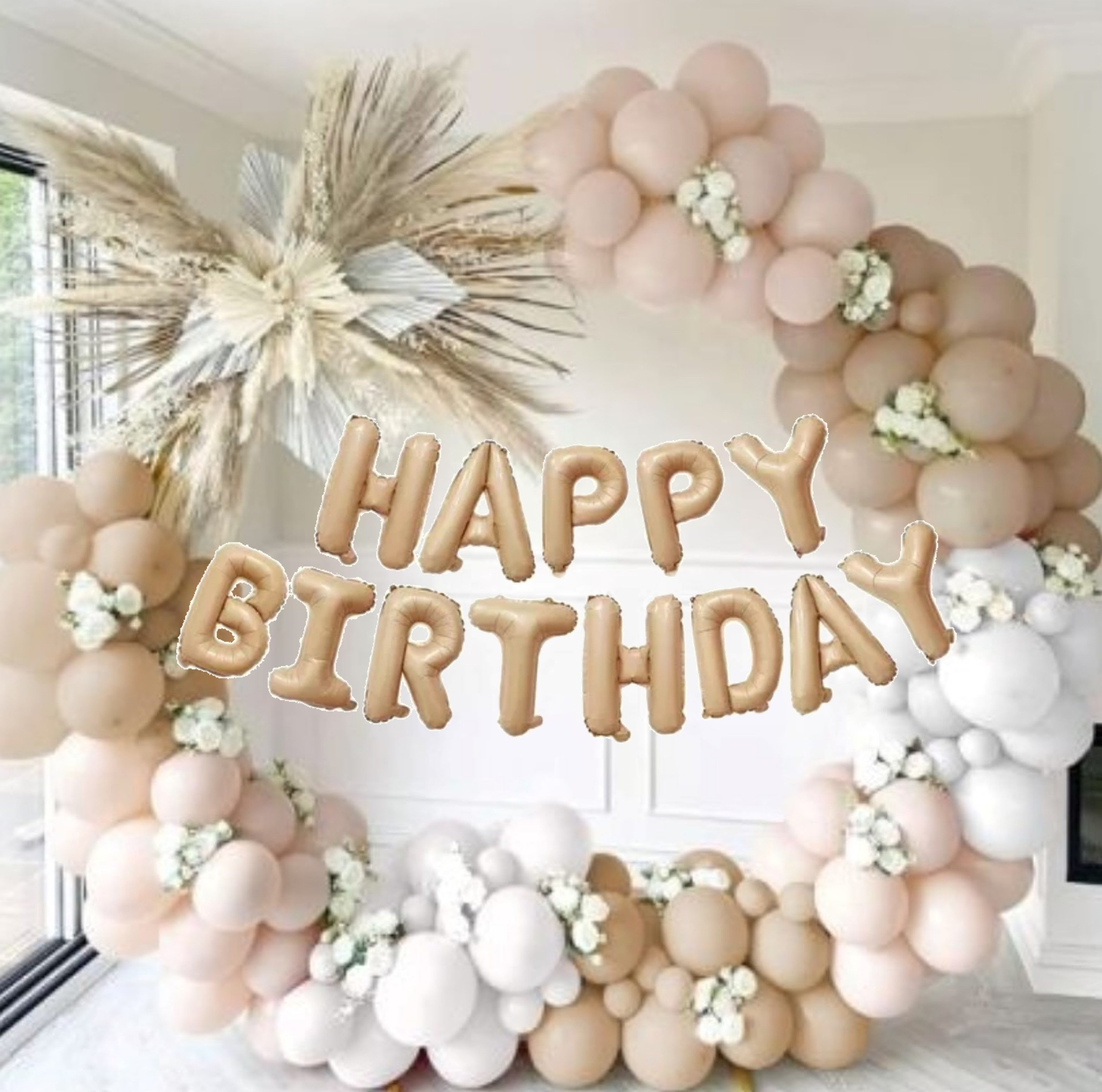 Party Flamingo Aufblasbares Partyzubehör Premium Girlande beige braun Party Deko Hochzeit Geburtstag