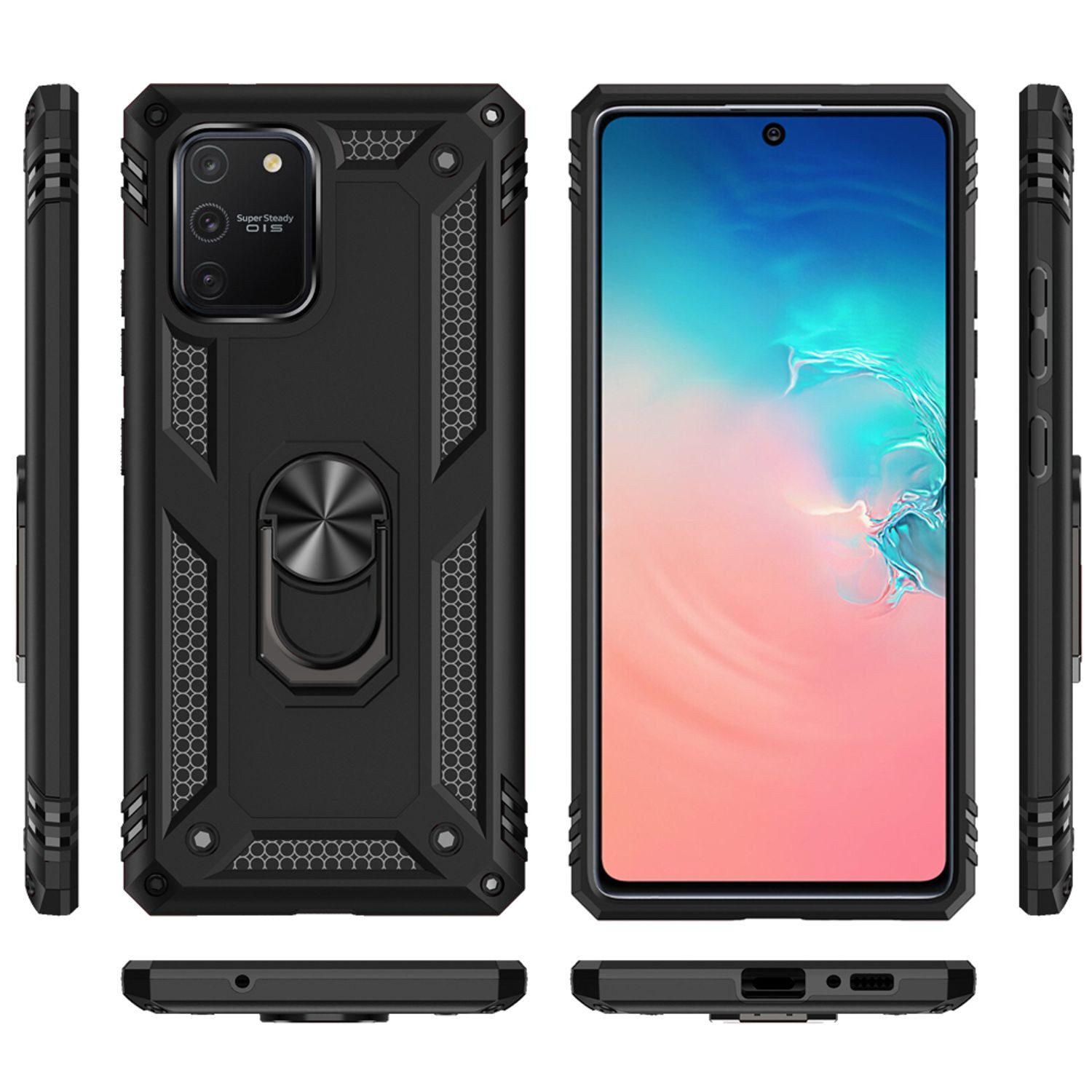 Nalia Smartphone-Hülle Samsung Galaxy S10 Lite 17 cm (6,7 Zoll), Stoßfeste Military-Style Ring Hülle / Extrem Schützend / Outdoor Case