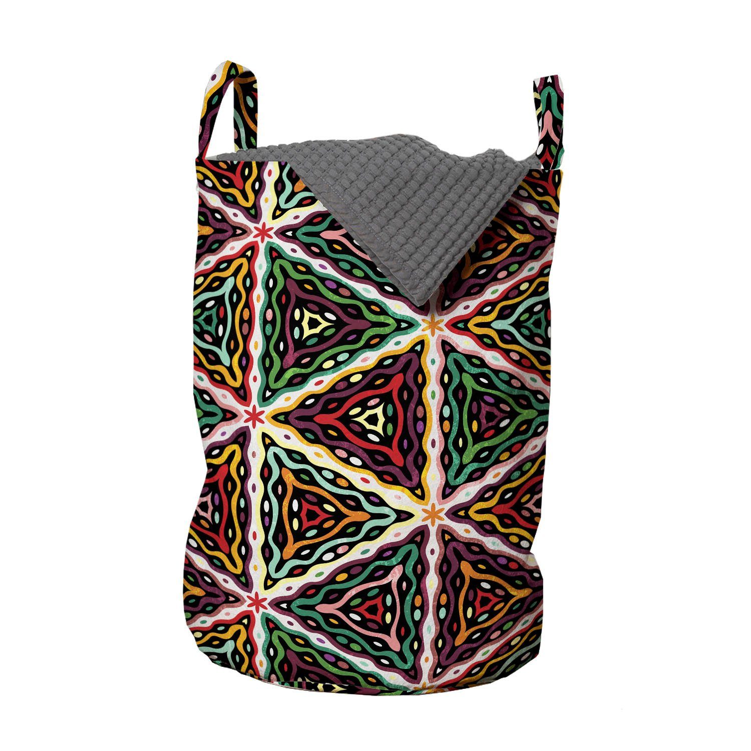 Abakuhaus Wäschesäckchen Wäschekorb mit Griffen Kordelzugverschluss für Waschsalons, afrikanisch Geometrisches Grunge-Mosaik