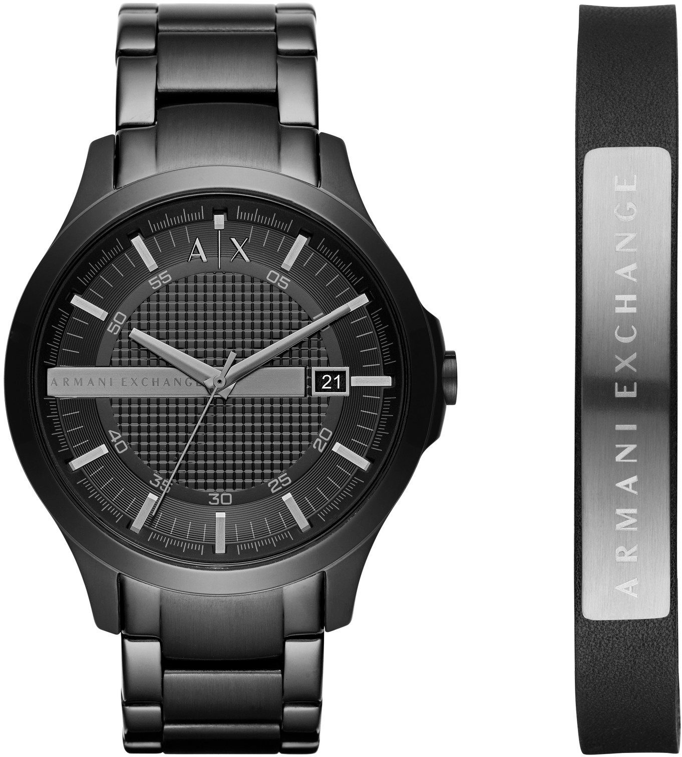 ARMANI EXCHANGE Quarzuhr AX7101, (Set, 2-tlg., mit Armband), Armbanduhr, Herrenuhr, ideal auch als Geschenk, Datum, analog