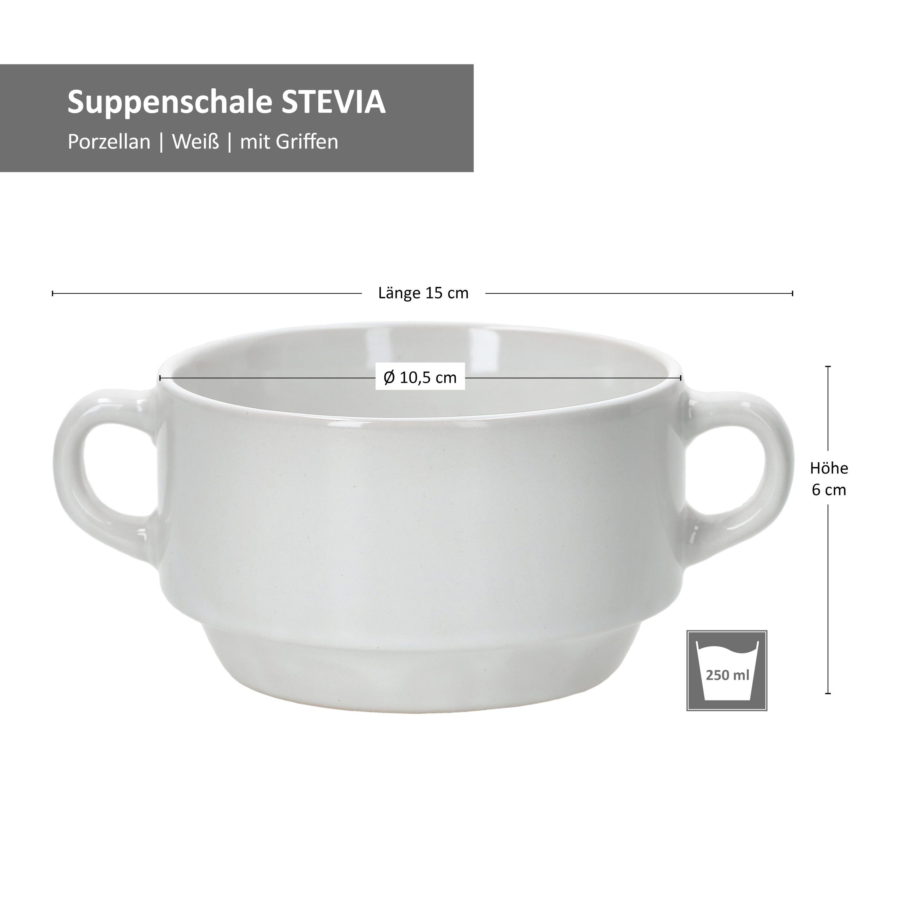 MamboCat weiß Stiva Suppenschale Set 6er 250 ml, Suppenschüssel Porzellan
