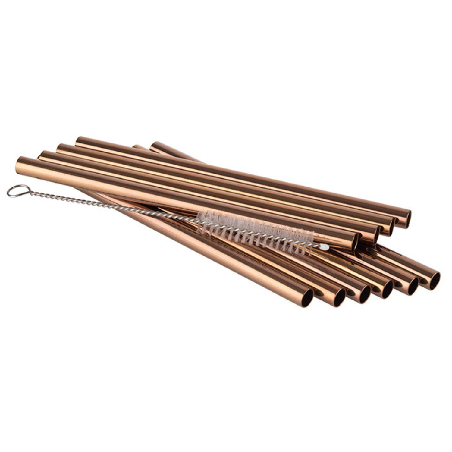 Buddy's Trinkhalme langlebige Metallstrohhalme für kalte und warme Getränke, (Set, 11-tlg), Länge ca. 15 cm, 10 Edelstahl-Trinkhalme inkl. Reinigungsbürste