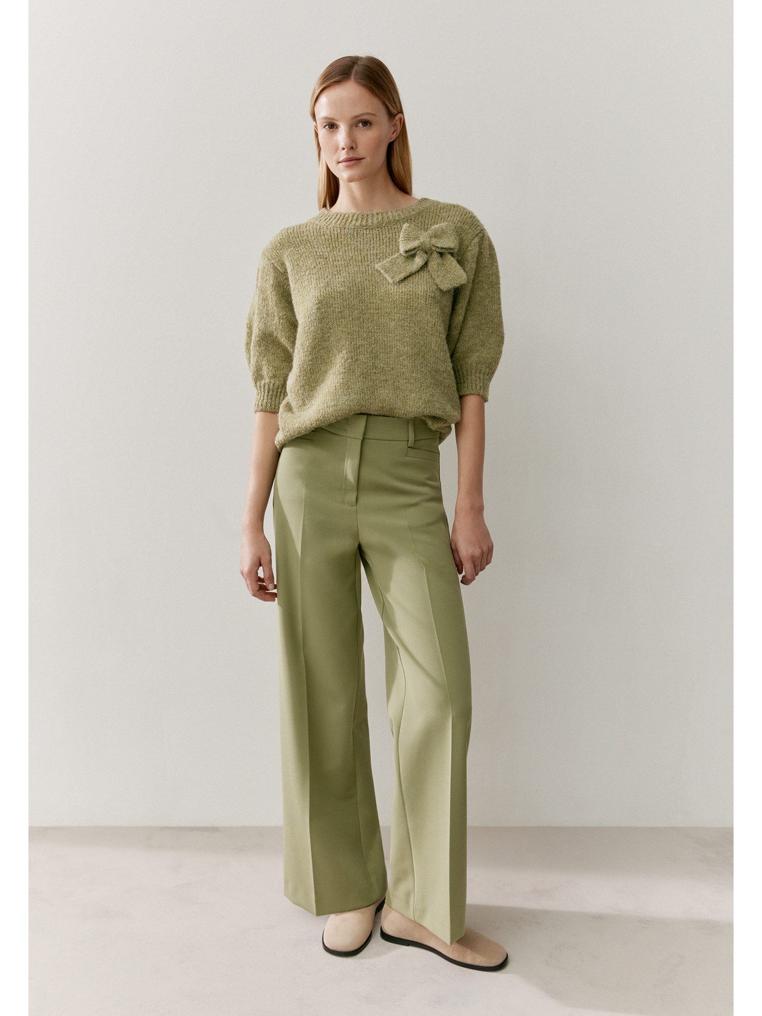 MORE&MORE Rundhalspullover femininer, leichter Kurzarmpullover günstig online kaufen