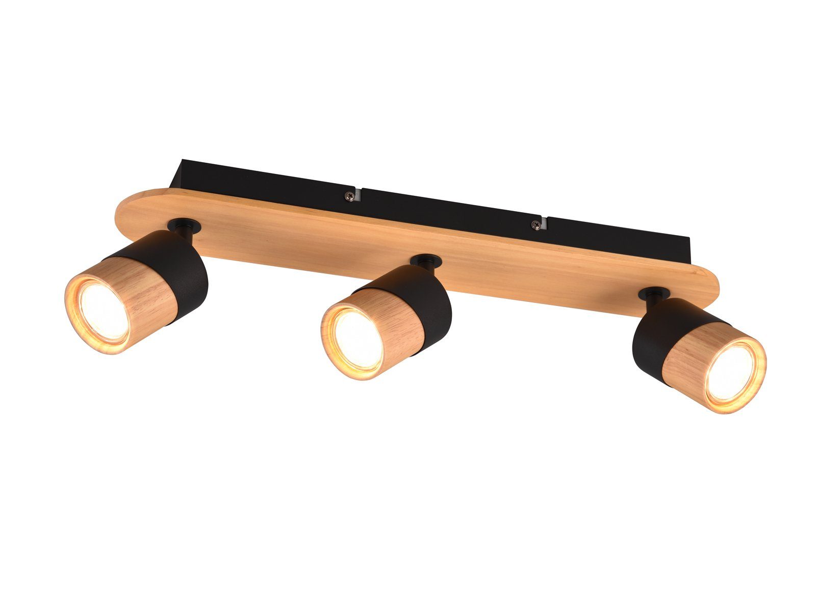 TRIO Leuchten LED Deckenstrahler, Dimmfunktion, LED wechselbar, warmweiß, innen, Holz-lampe Spot schwenkbar, Deckenstrahler Treppenhaus 48cm