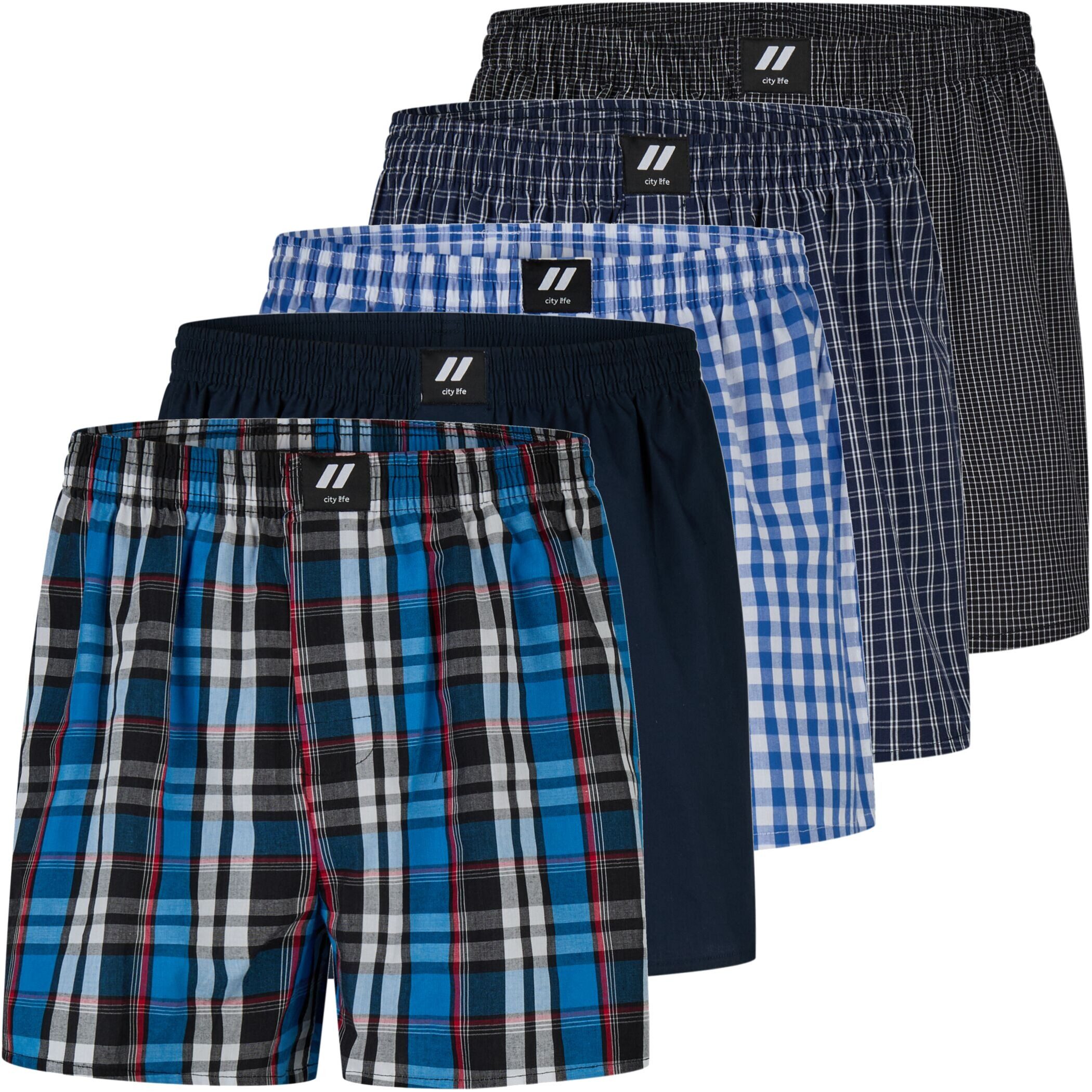 City Life Boxershorts City Life Herren Webboxer 5er Pack Baumwolle desortie günstig online kaufen