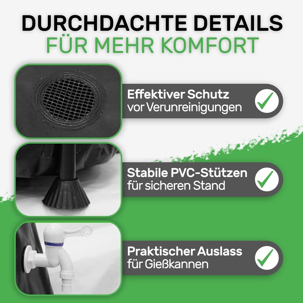 Melko Regentonne Regenwassertank faltbar Regenfass Wassertank Regenwassertonne, 380 l, (Stück, Stück), inkl. 2 Meter Wasserschlauch mit Anschluss – Bild 4 von 5