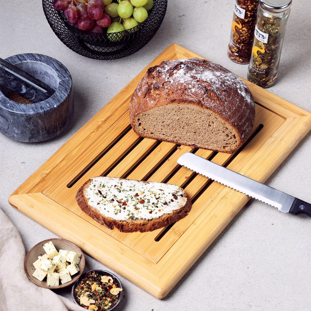 KESPER® Schneidebrett Brot Schneidebrett, Bambus, (1-St), mit Krümelfach